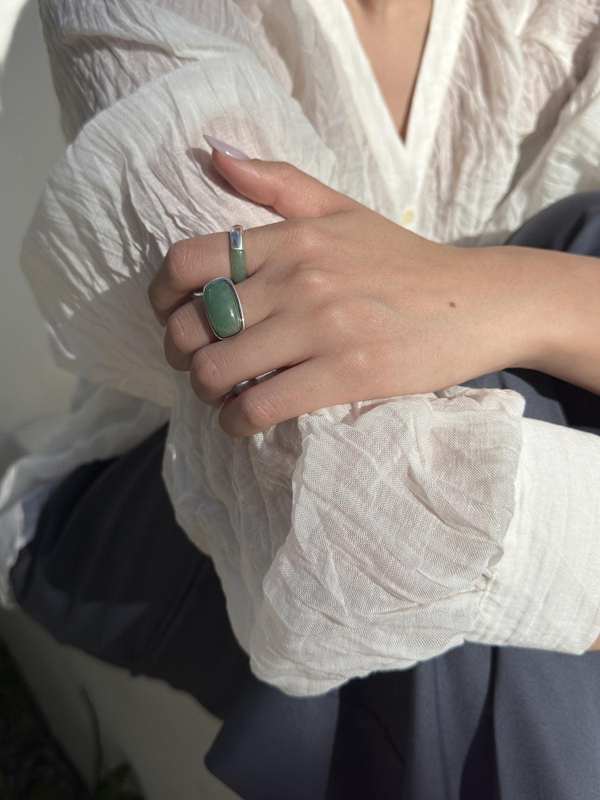 [X RUHEL] HALF JADE RING