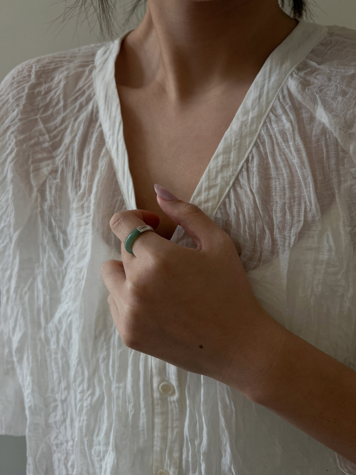 [X RUHEL] HALF JADE RING