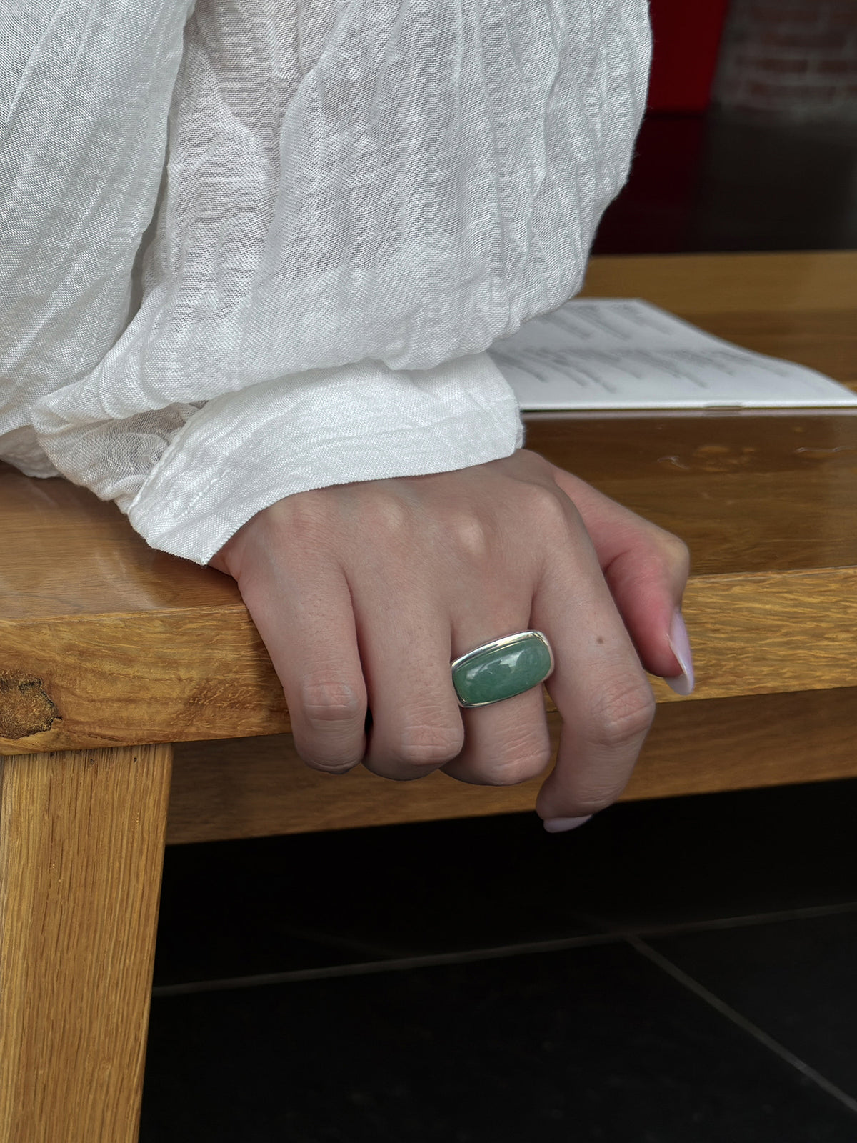 [X RUHEL] SQUARE JADE RING
