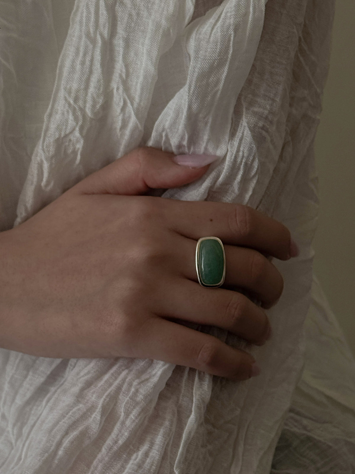 [X RUHEL] SQUARE JADE RING
