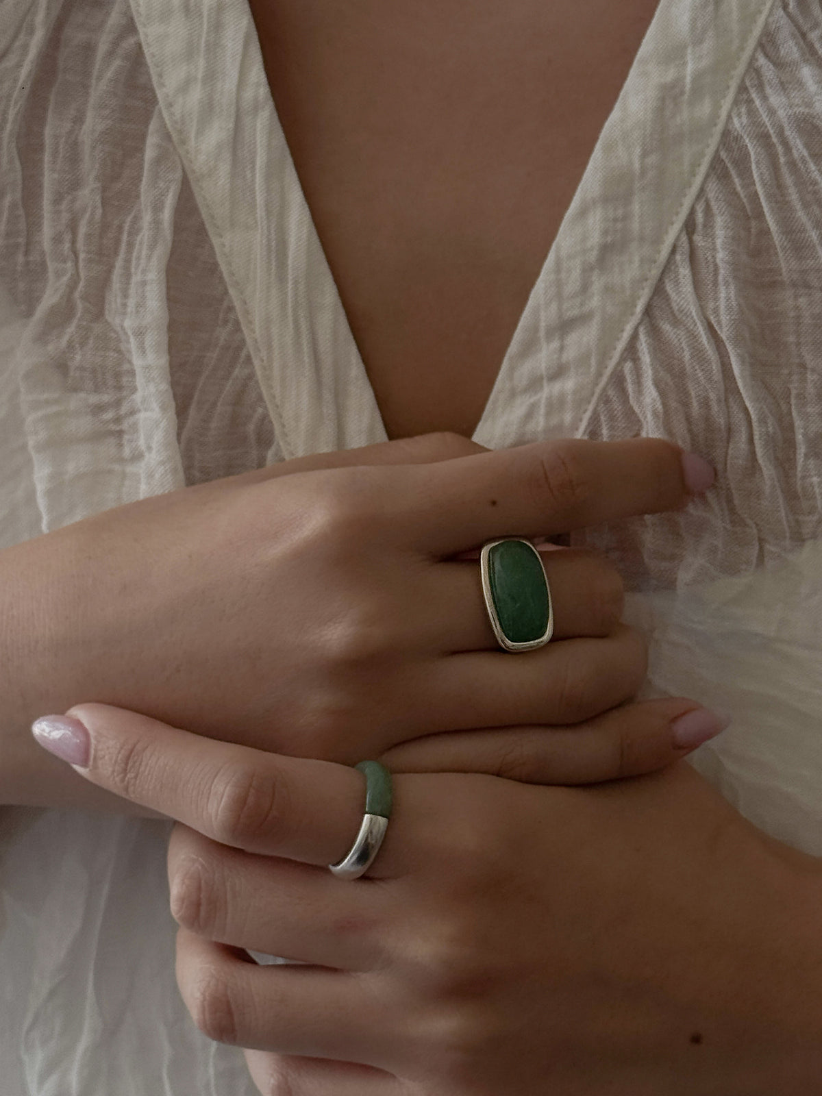 [X RUHEL] SQUARE JADE RING