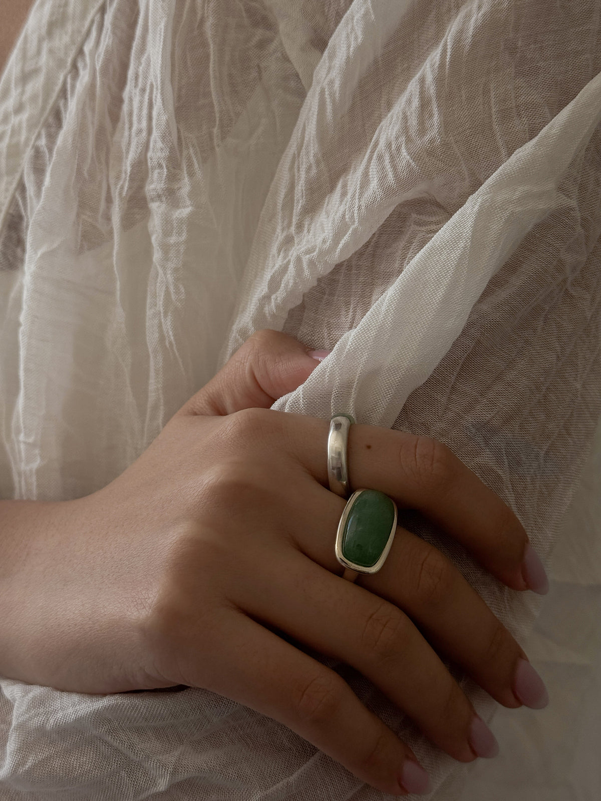 [X RUHEL] SQUARE JADE RING