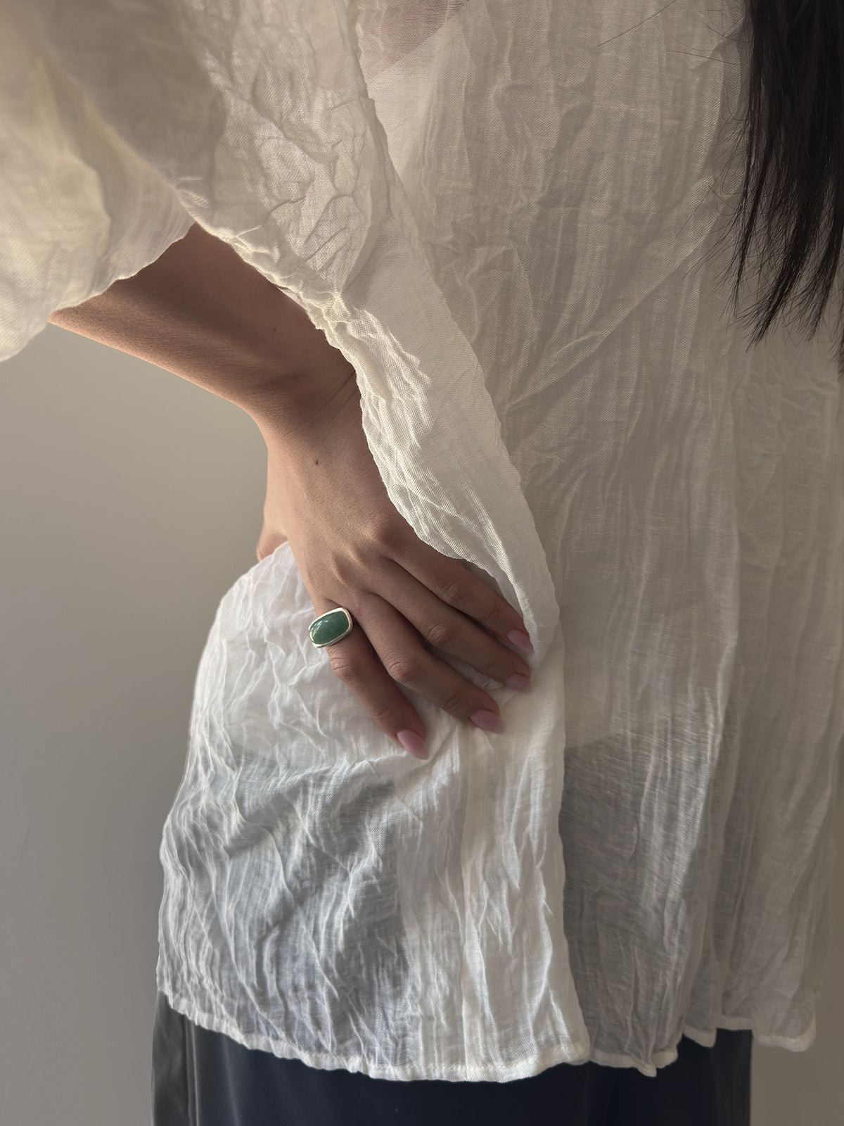 [X RUHEL] SQUARE JADE RING