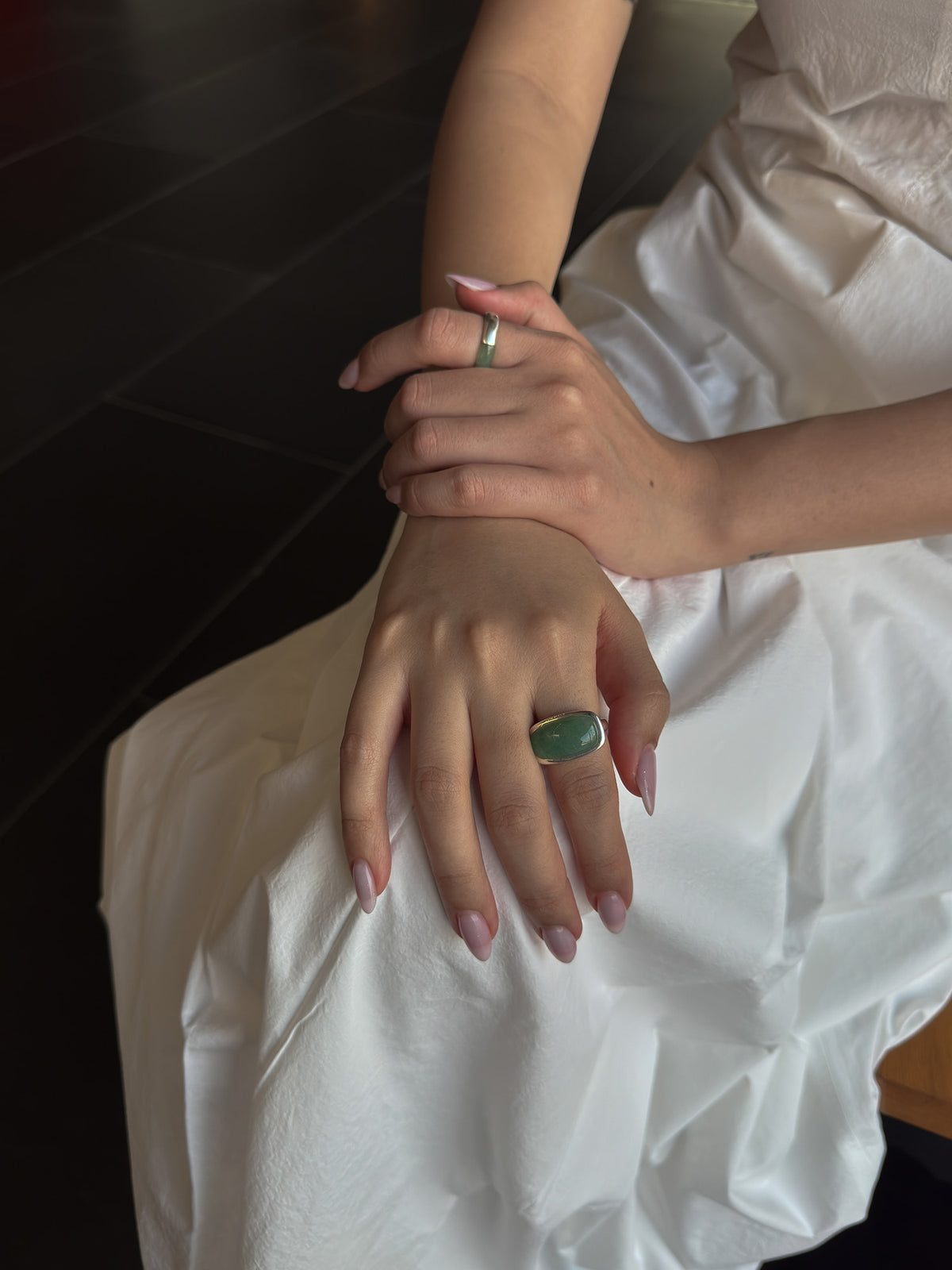 [X RUHEL] SQUARE JADE RING