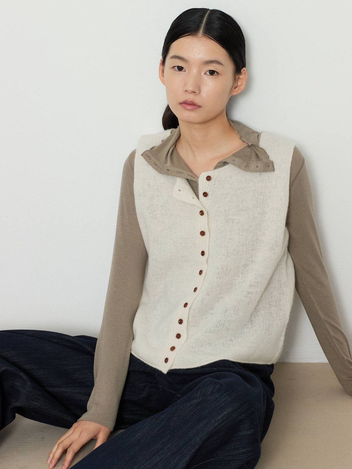 ALPACA BLEND KNIT VEST [CREAM] 11