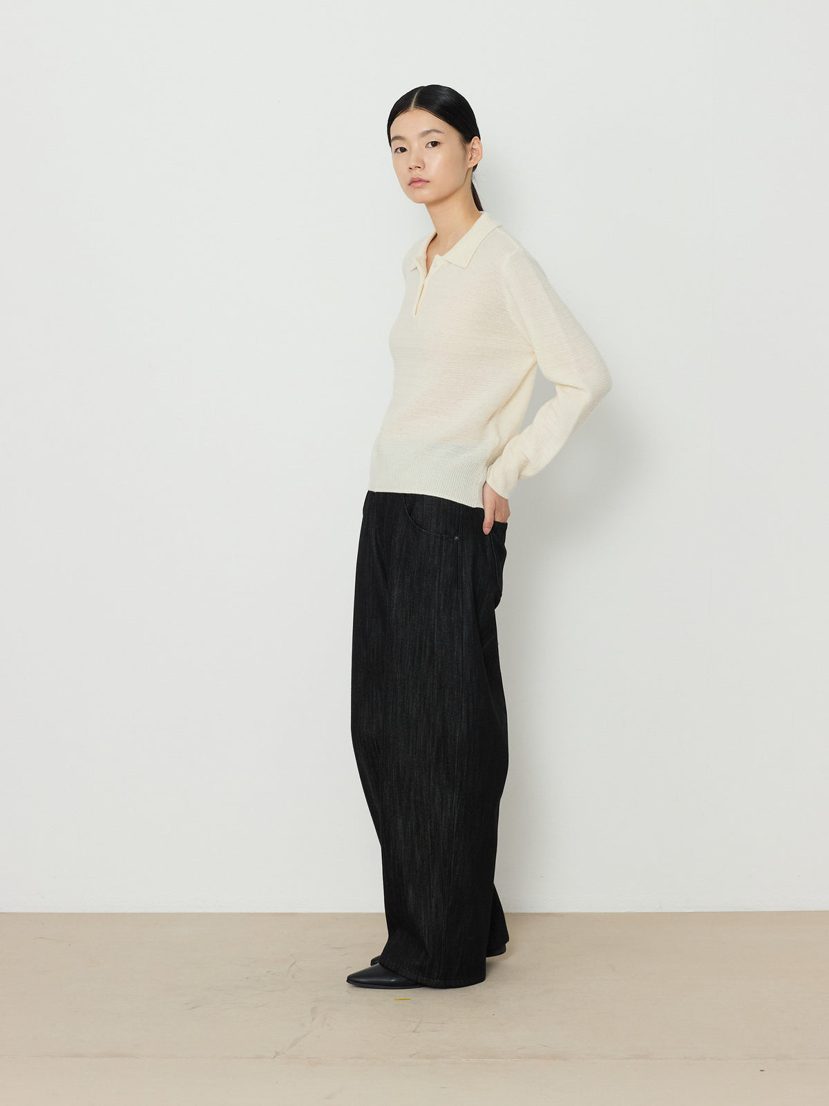 STRIPE JACQUARD COLLAR KNIT [CREAM] 14