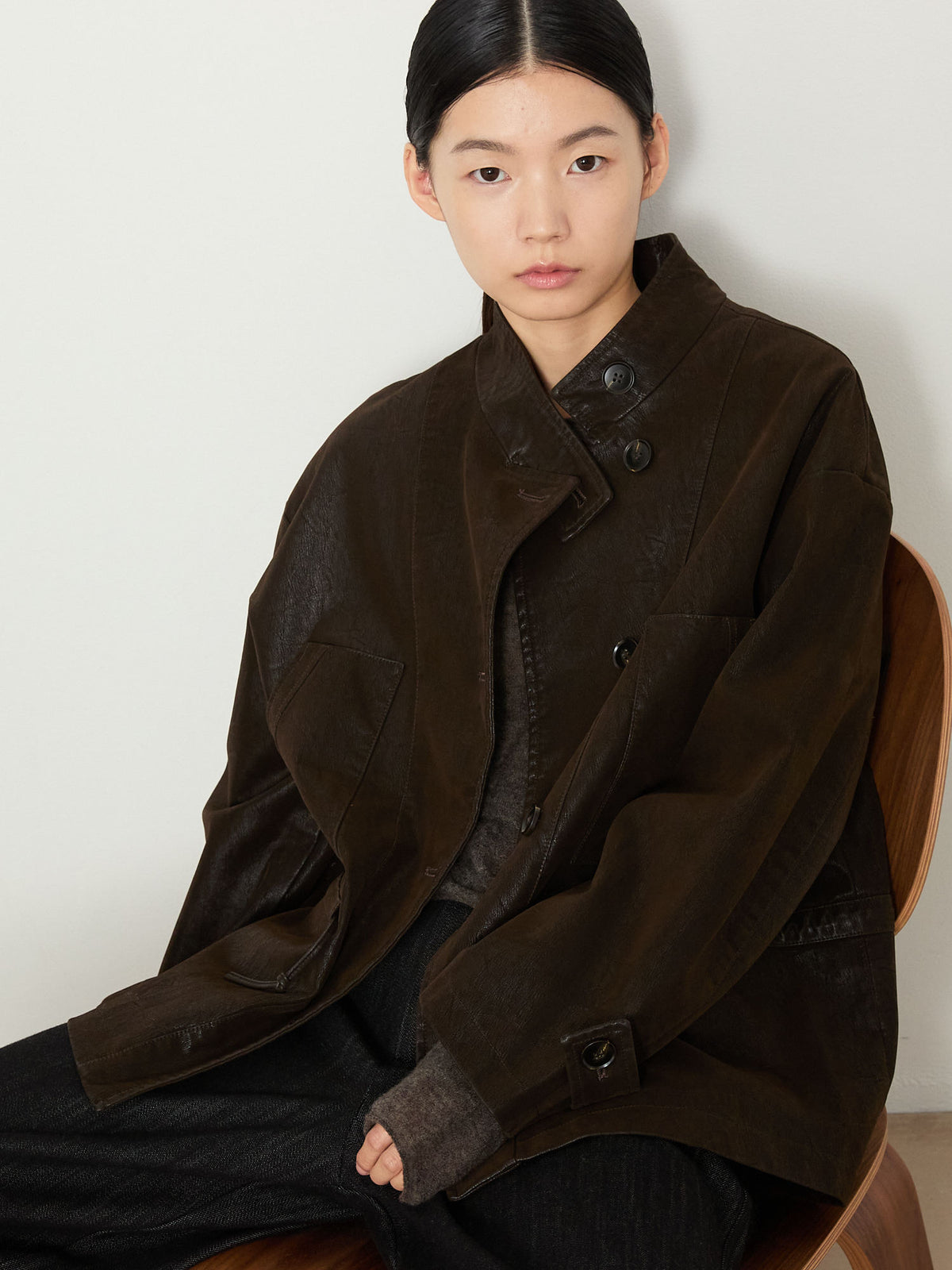 NUBUCK SAFARI LEATHER JACKET [BROWN] 10