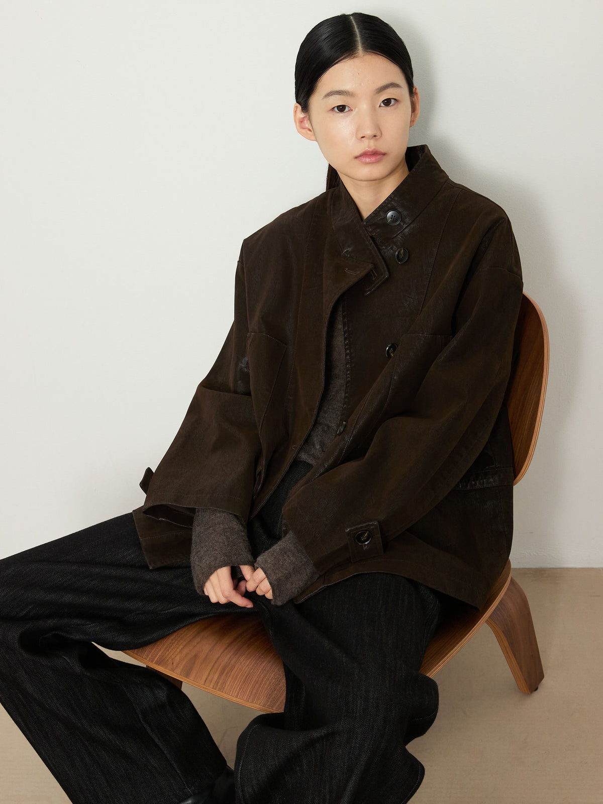 NUBUCK SAFARI LEATHER JACKET [BROWN] 9