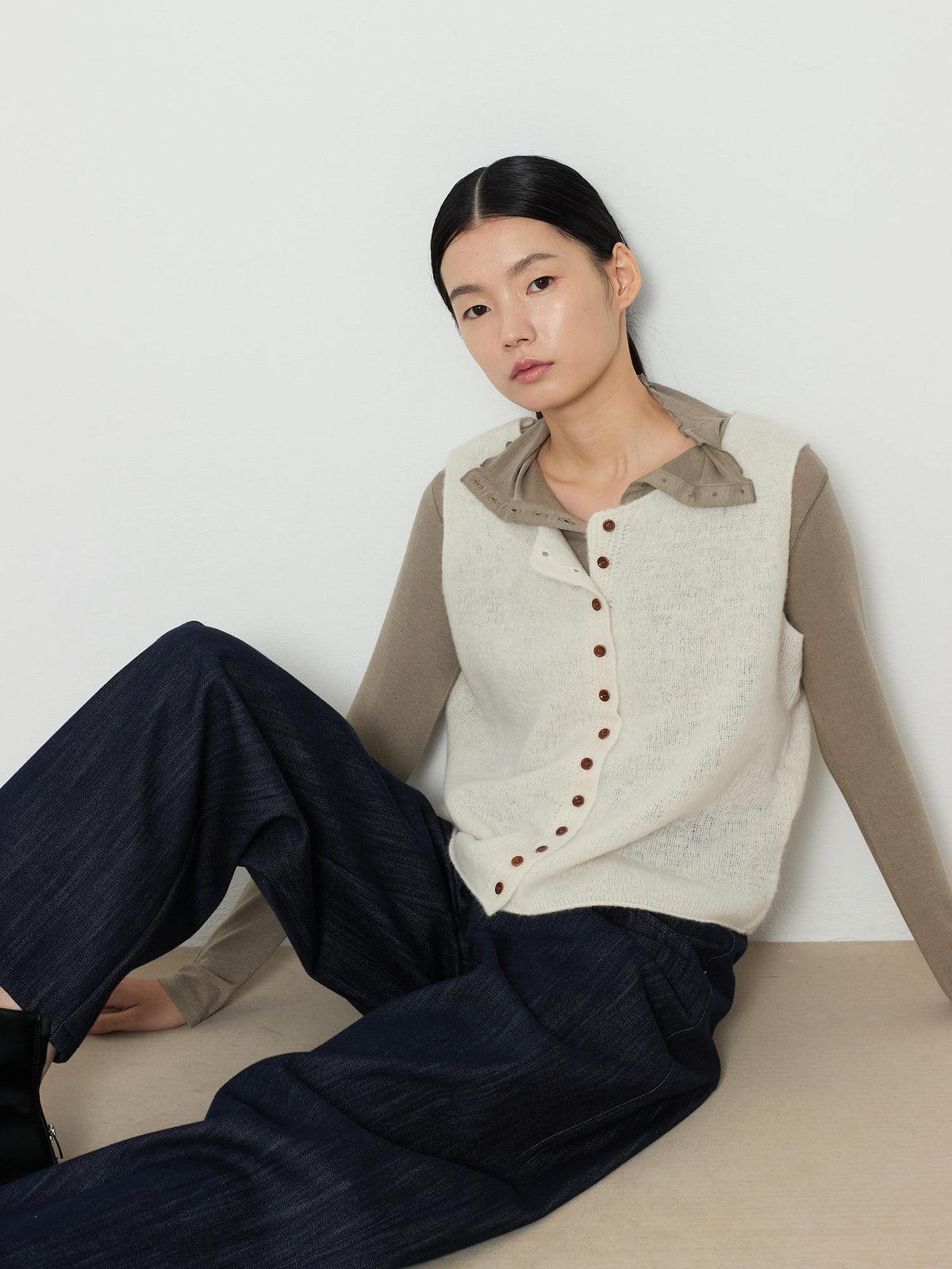 ALPACA BLEND KNIT VEST [CREAM] 12