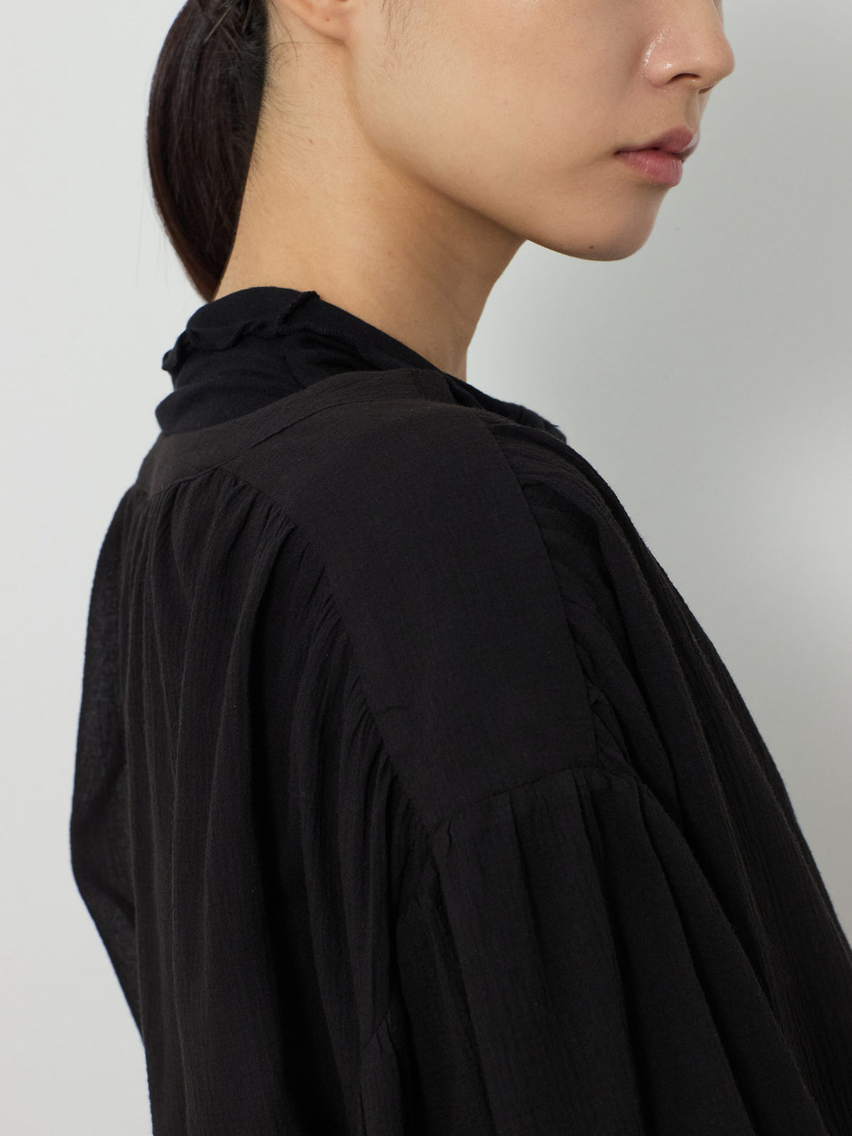 WRAP CARDIGAN BUTTON BLOUSE [BLACK] 12