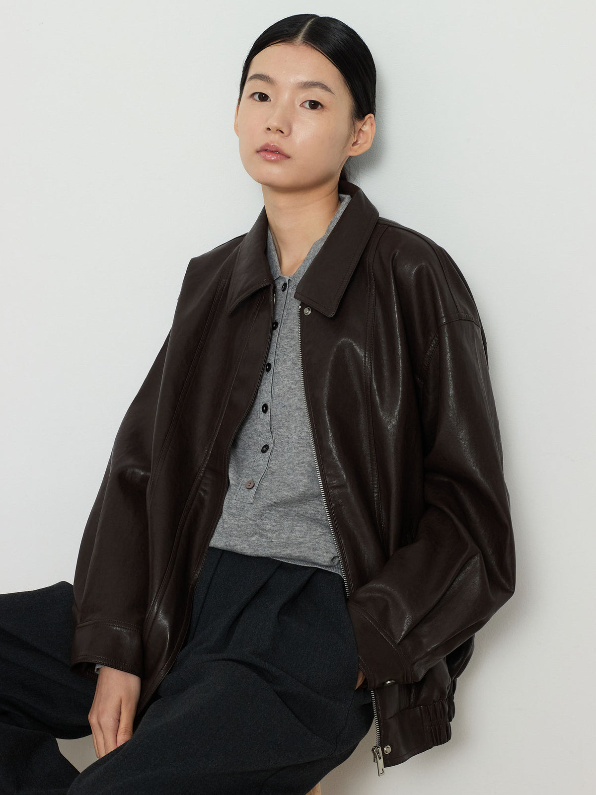 ECO LEATHER BLOUSON [BROWN] 6