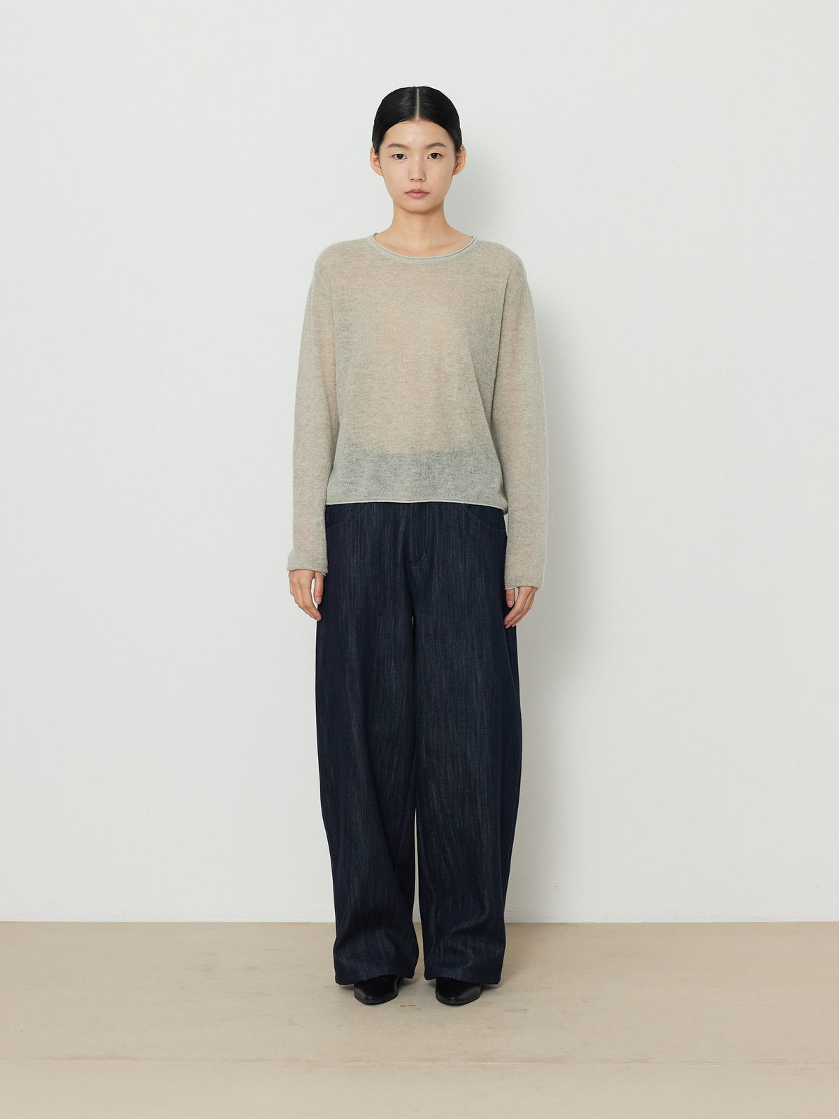 GAUZE ROUND KNIT [LIGHT KHAKI] 1