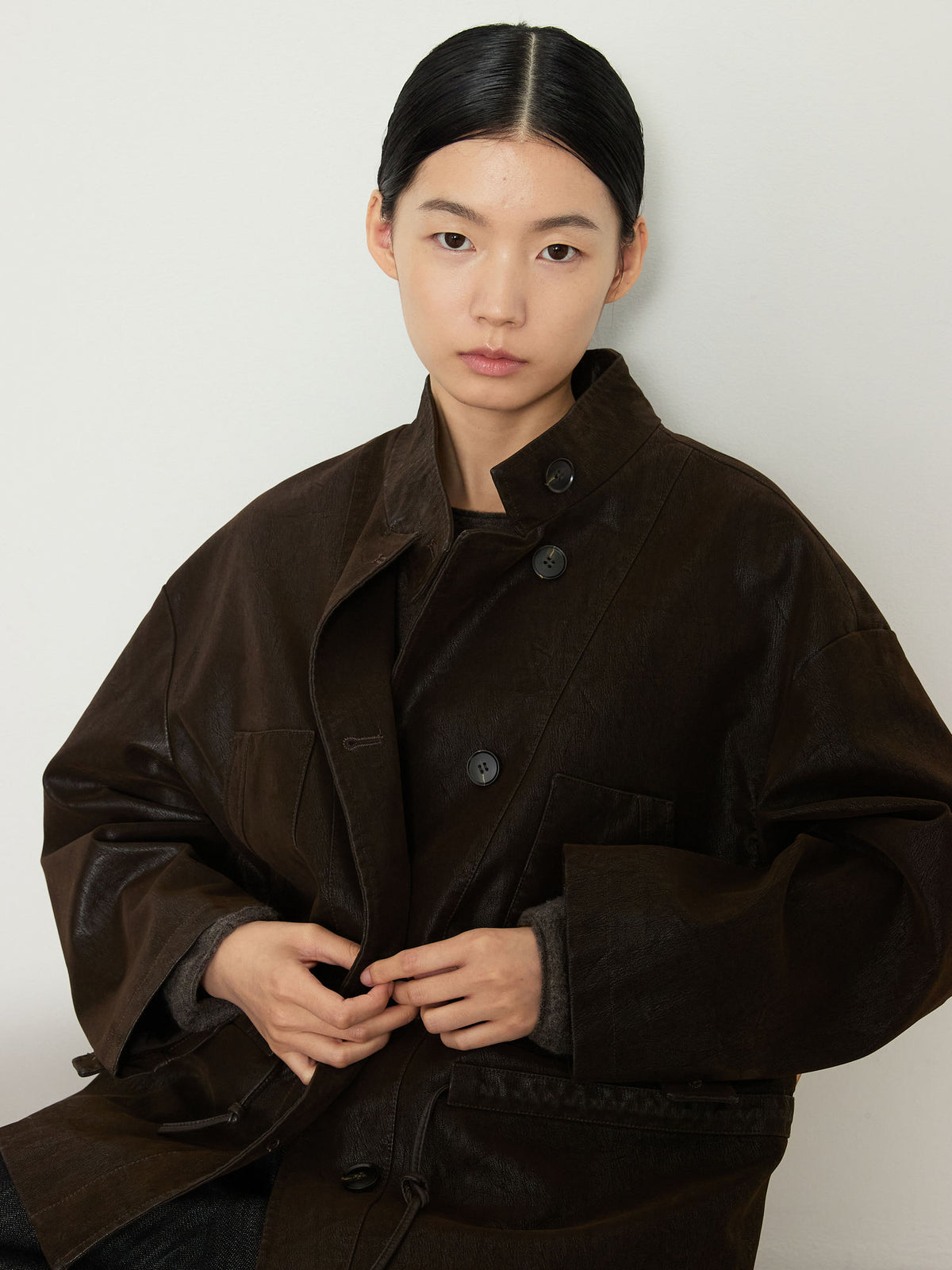 NUBUCK SAFARI LEATHER JACKET [BROWN] 7