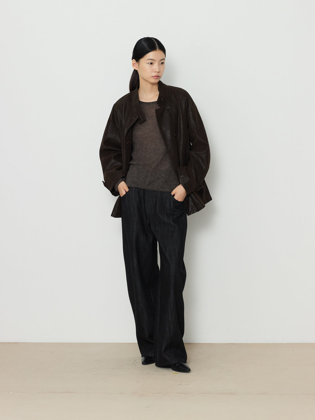 GAUZE ROUND KNIT [BROWN] 14