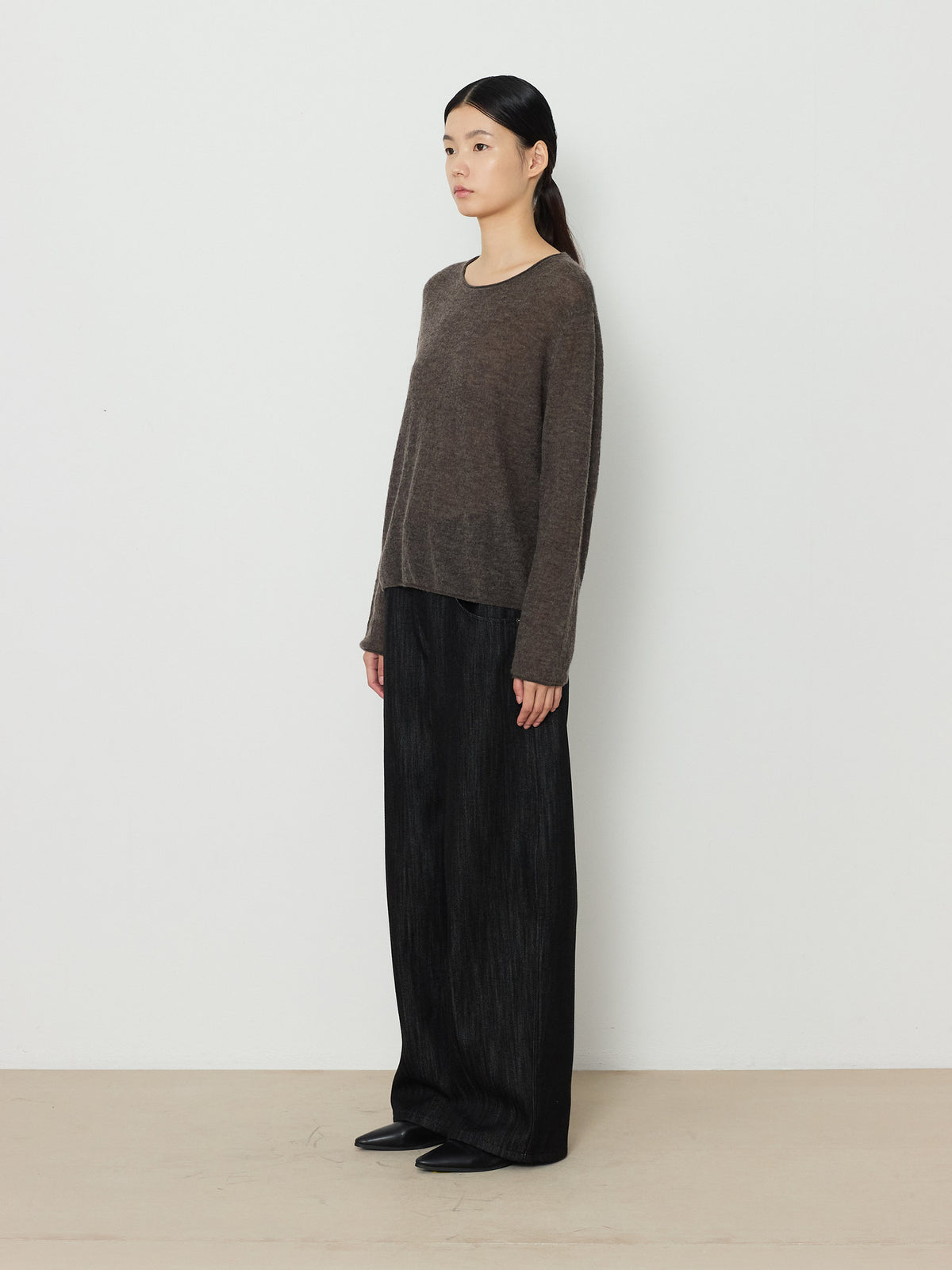 GAUZE ROUND KNIT [BROWN] 3