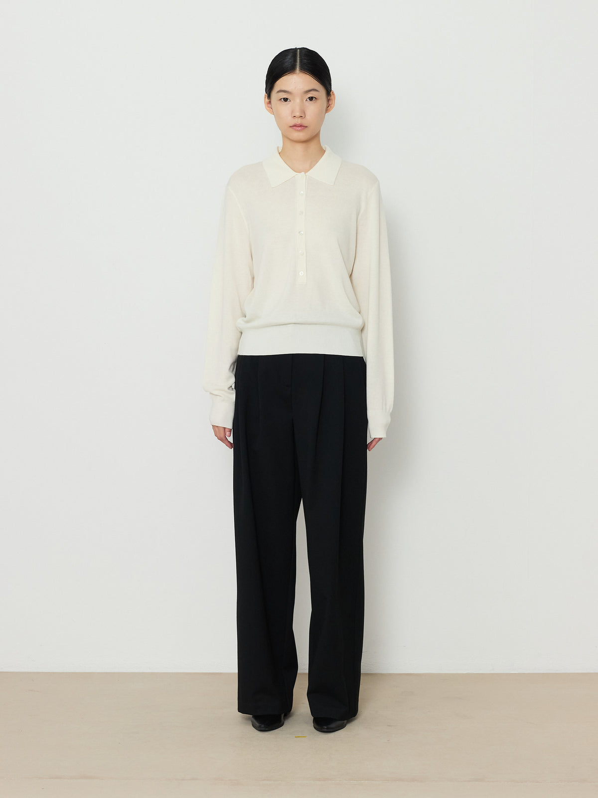 SOLID COLLAR KNIT [CREAM] 1