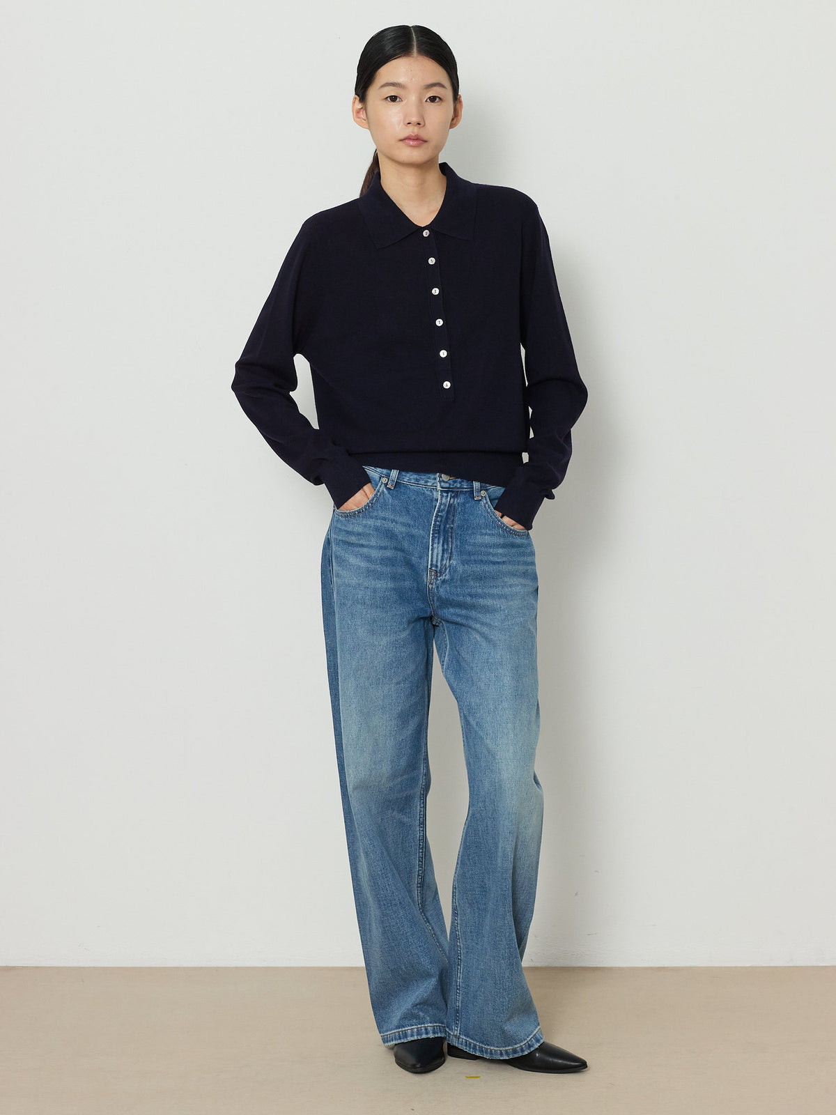 SALT WASHED STRAIGHT DENIM PANTS [MEDIUM BLUE] 17