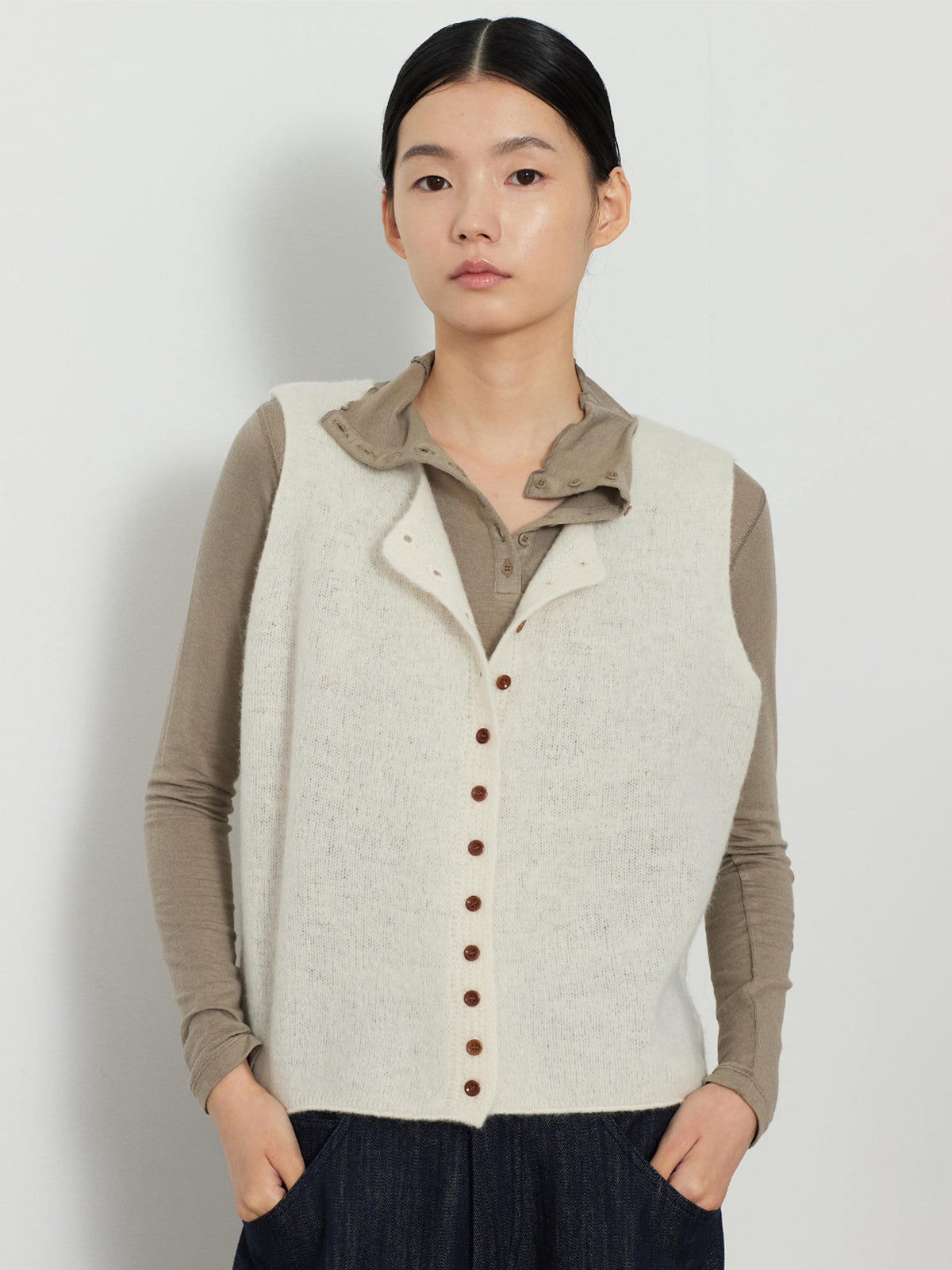 ALPACA BLEND KNIT VEST [CREAM]