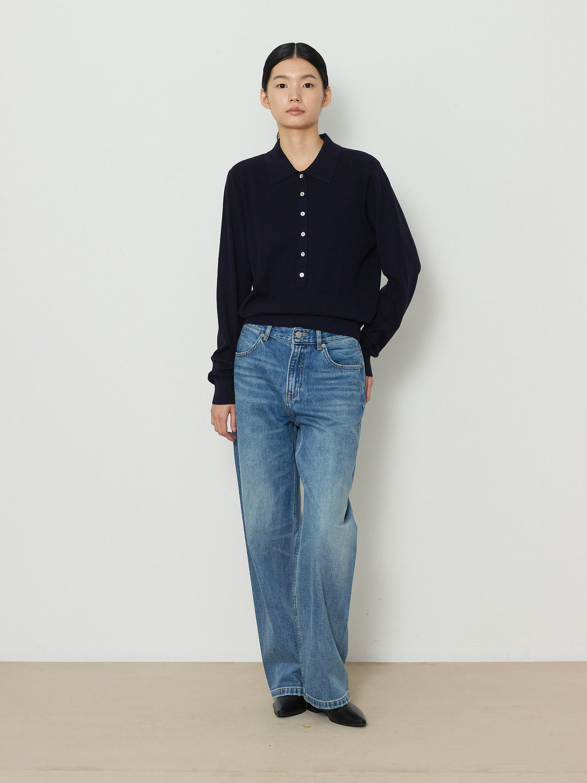 SOLID COLLAR KNIT [NAVY] 9