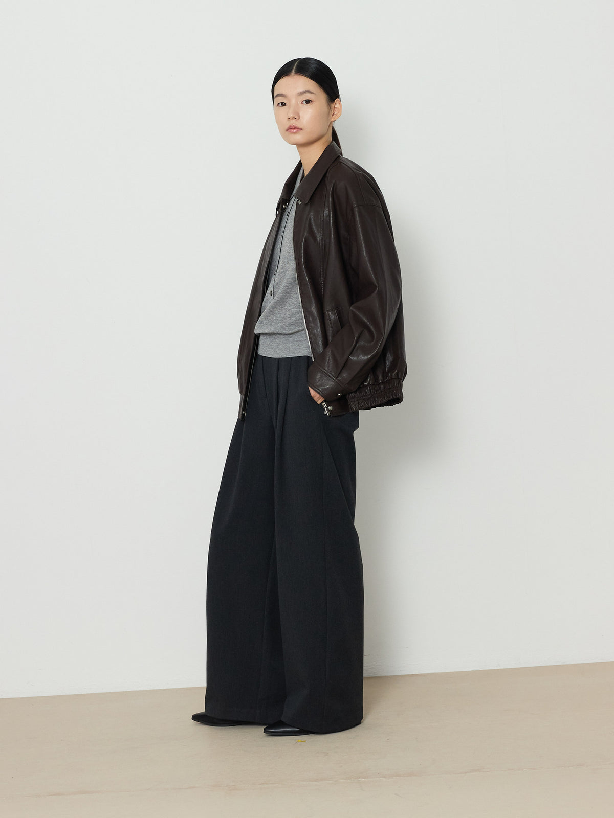 BANDING WIDE PANTS [CHARCOAL] 15