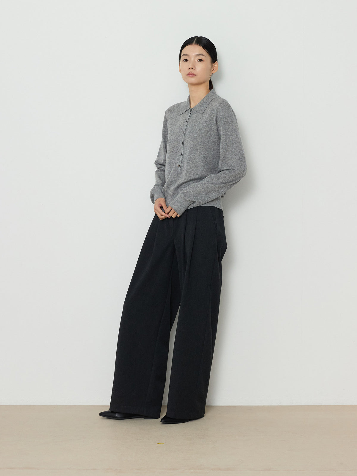 BANDING WIDE PANTS [CHARCOAL] 12