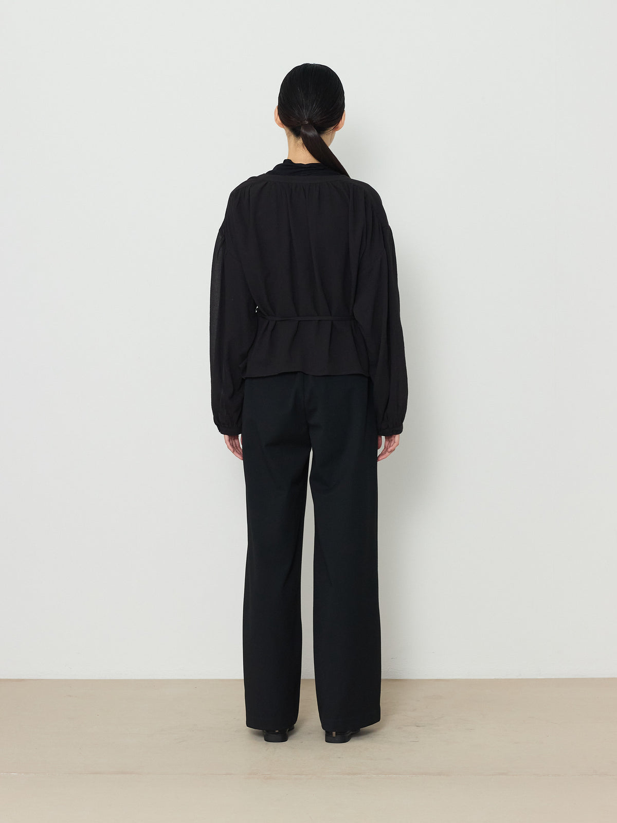 WRAP CARDIGAN BUTTON BLOUSE [BLACK] 4