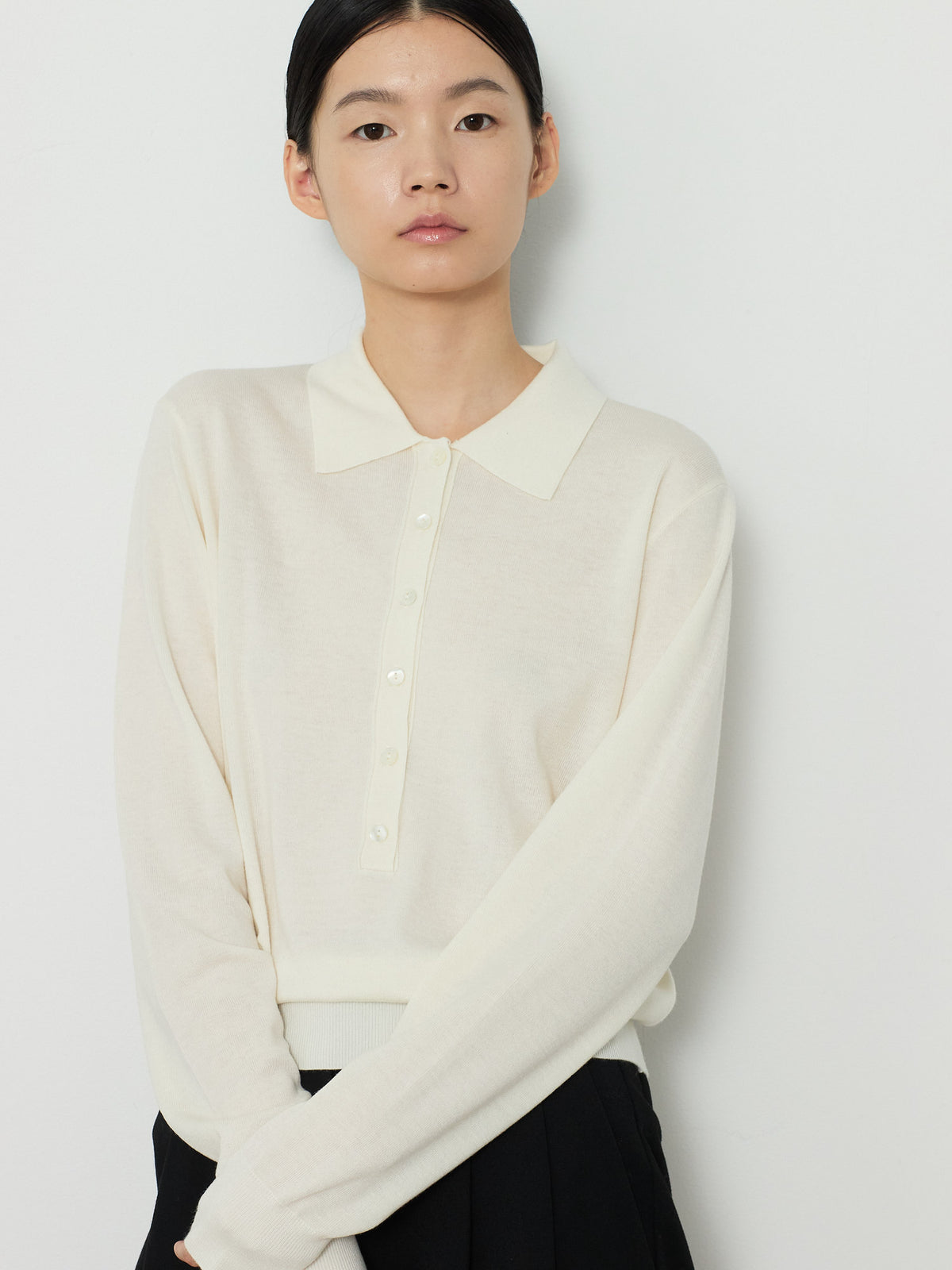 SOLID COLLAR KNIT [CREAM] 5