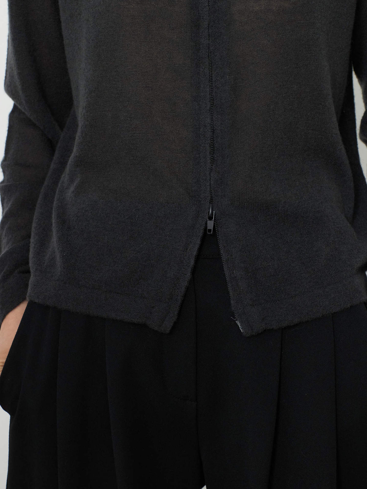 TWO-WAY ZIP-UP KNIT CARDIGAN [CHARCOAL] 9