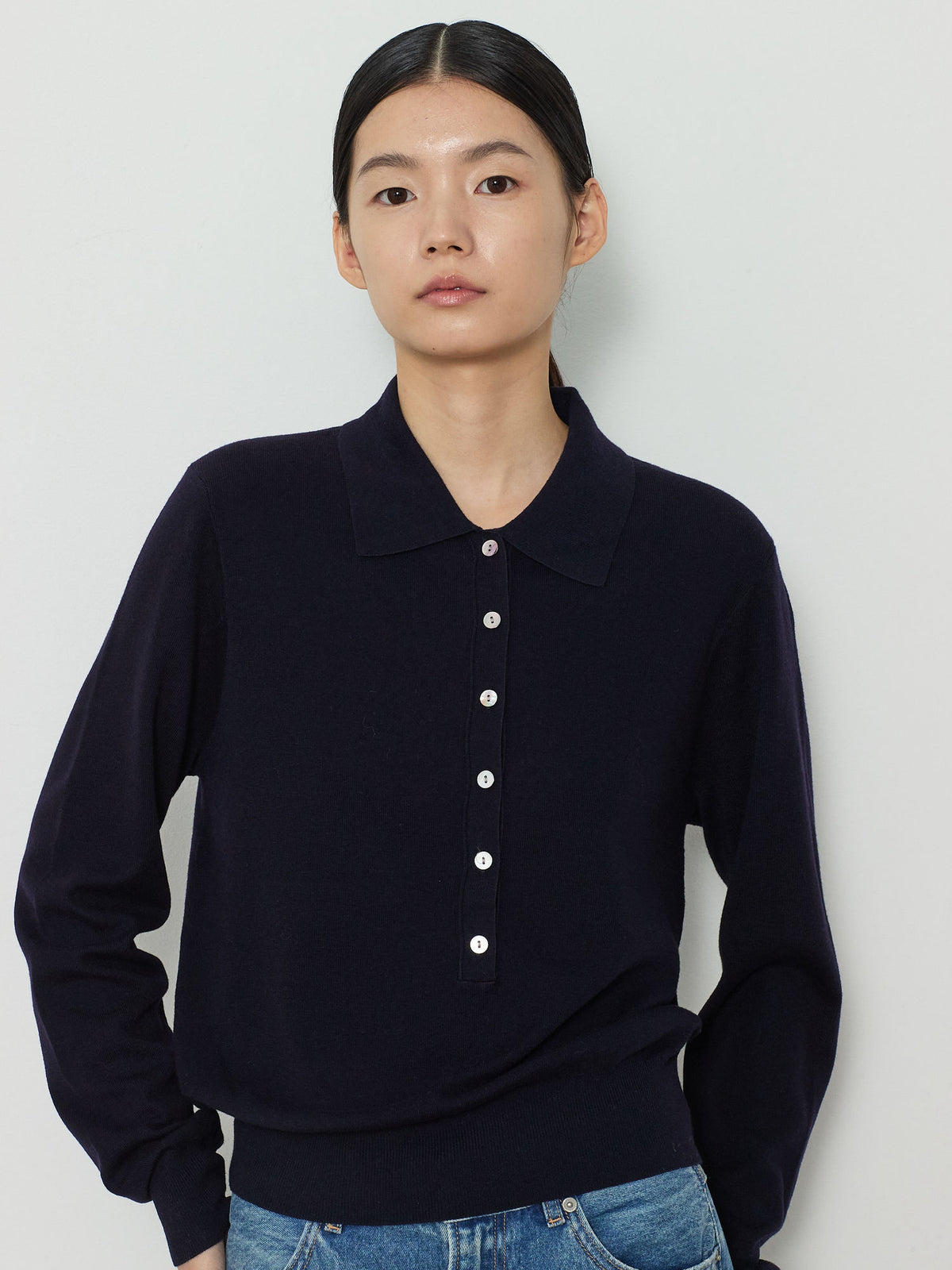 SOLID COLLAR KNIT [NAVY] 4