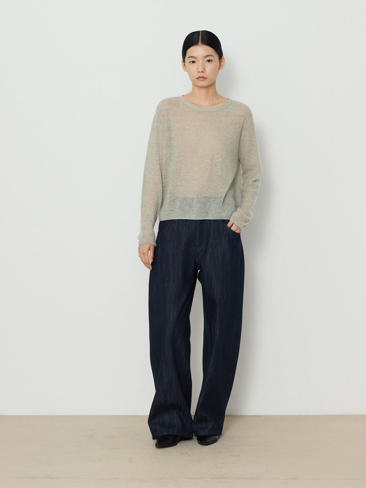 GAUZE ROUND KNIT [LIGHT KHAKI] 2