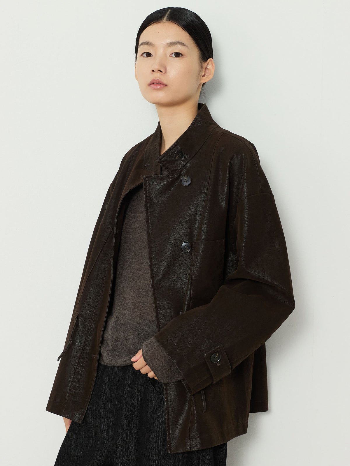 NUBUCK SAFARI LEATHER JACKET [BROWN] 6