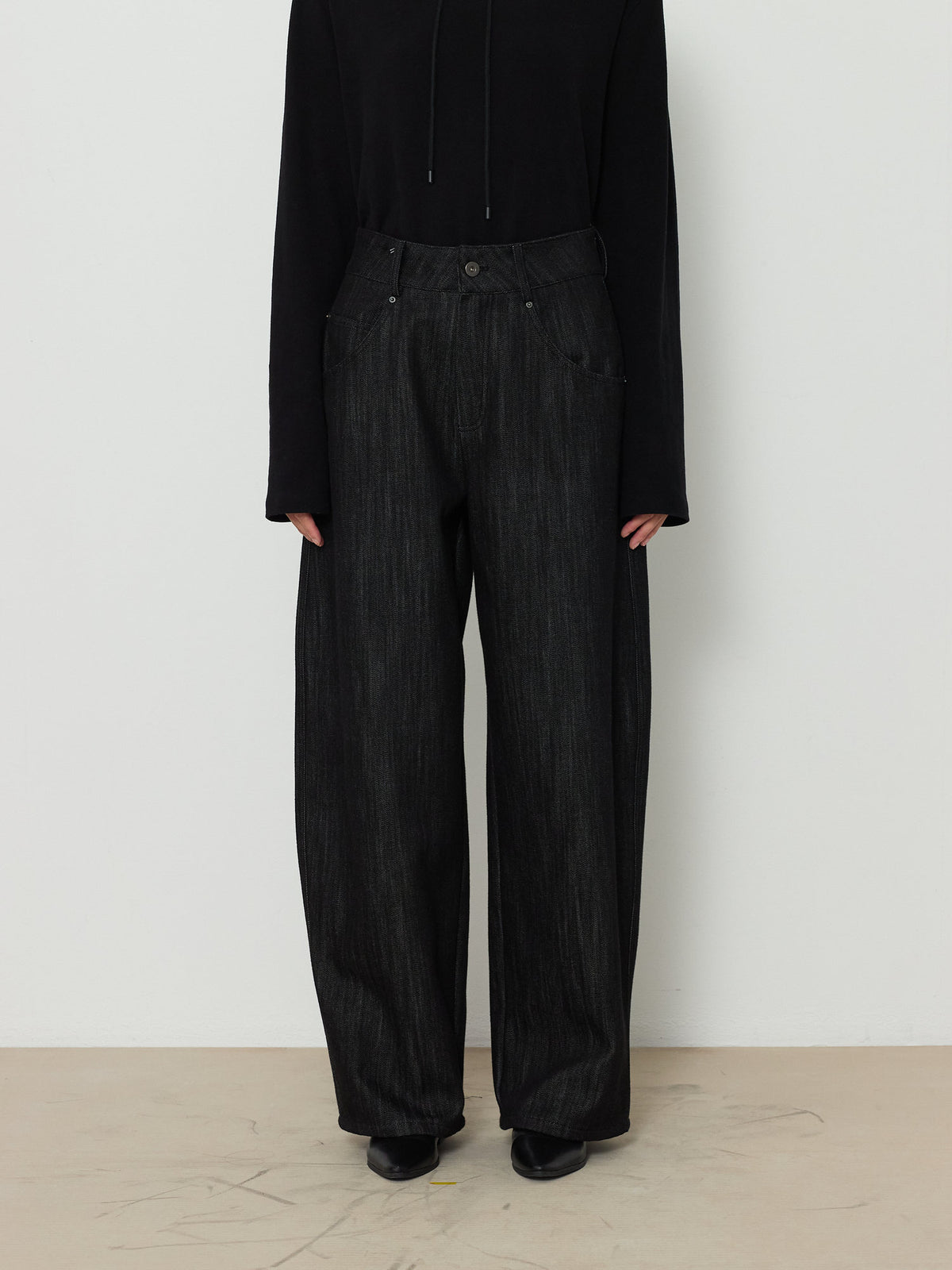 BARREL DENIM PANTS [BLACK] 4