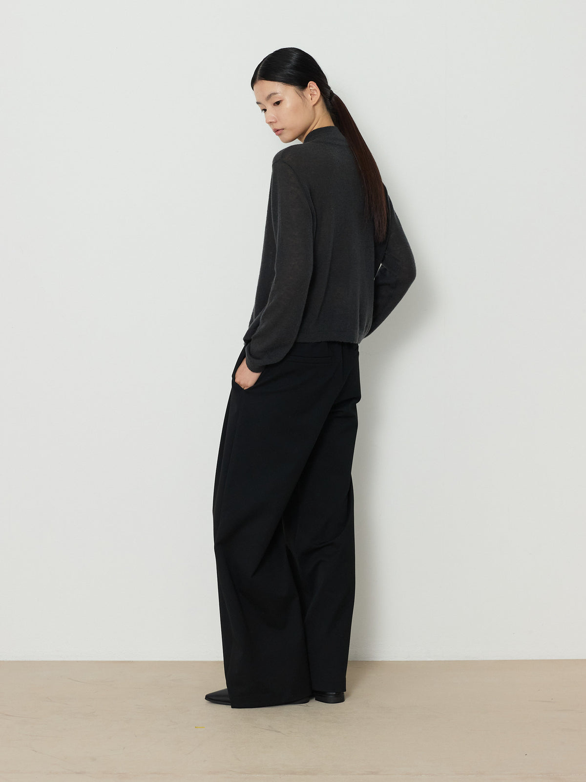 TWO-WAY ZIP-UP KNIT CARDIGAN [CHARCOAL] 13
