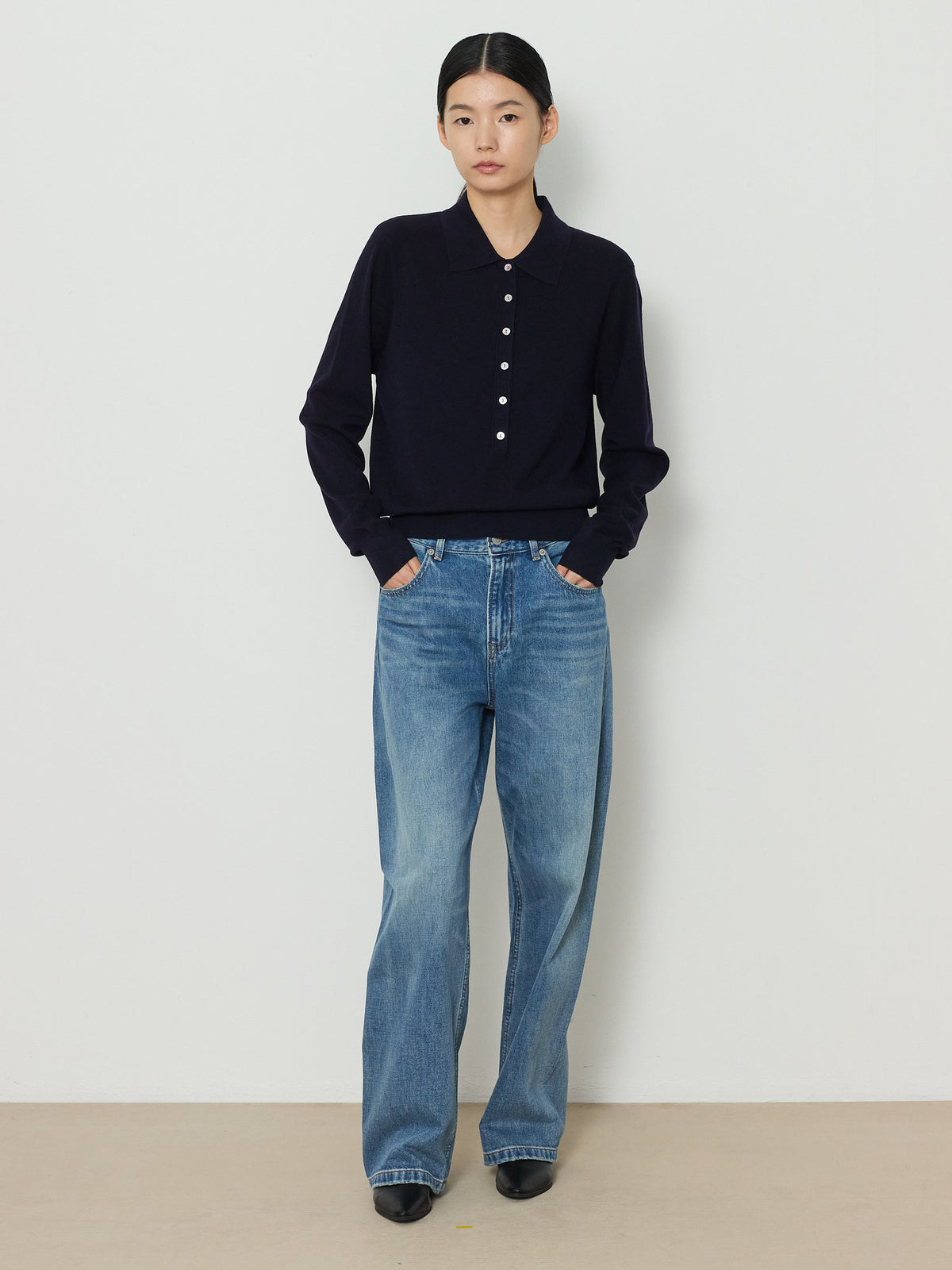 SOLID COLLAR KNIT [NAVY] 10
