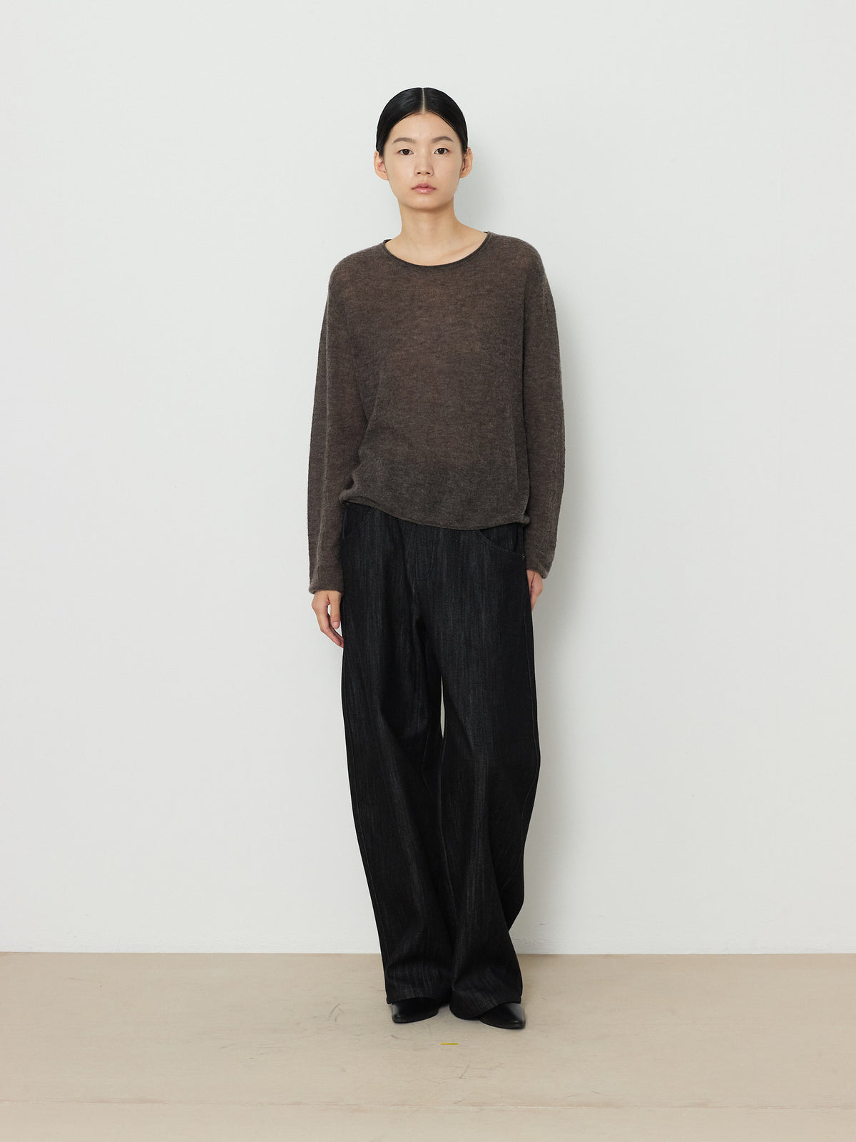 GAUZE ROUND KNIT [BROWN] 2