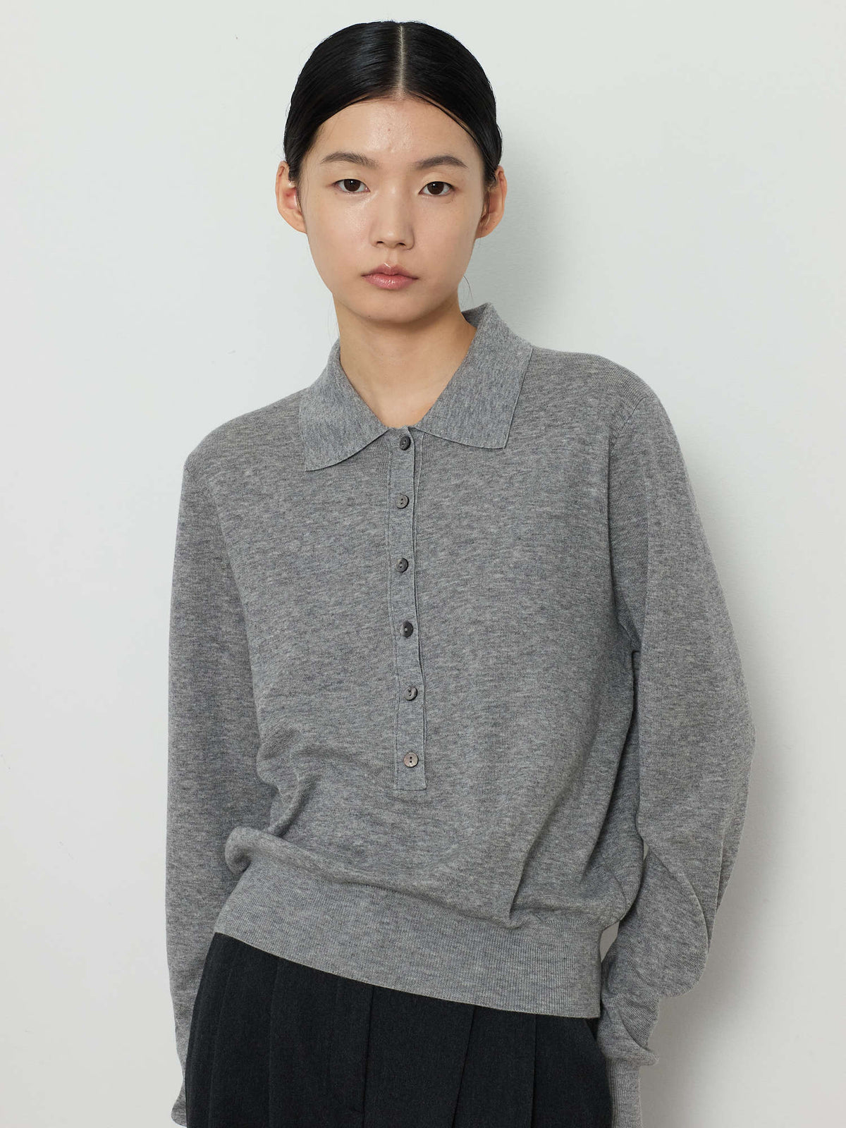 SOLID COLLAR KNIT [GRAY] 4