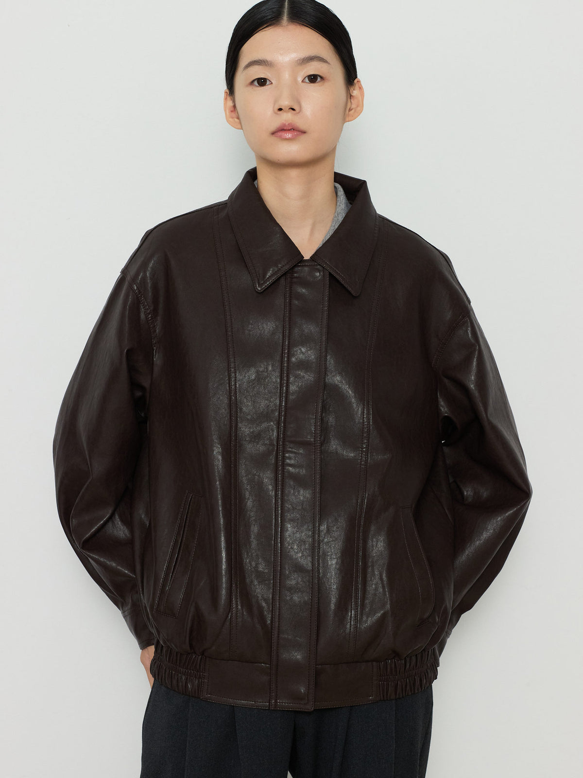 ECO LEATHER BLOUSON [BROWN] 4