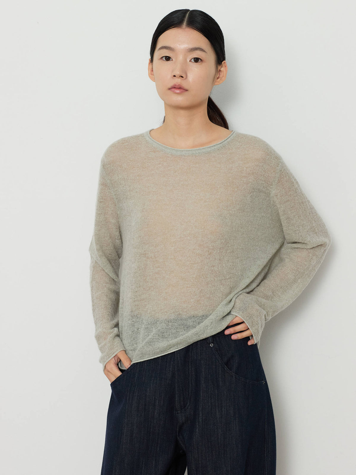 GAUZE ROUND KNIT [LIGHT KHAKI] 6