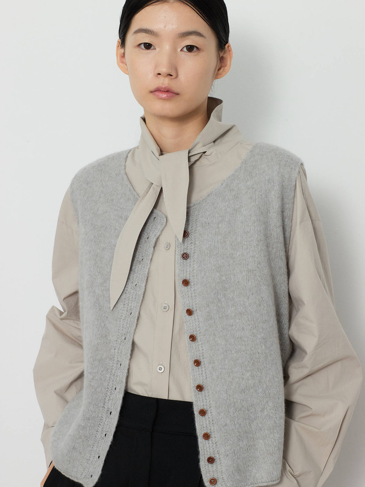 ALPACA BLEND KNIT VEST [LIGHT GRAY] 7