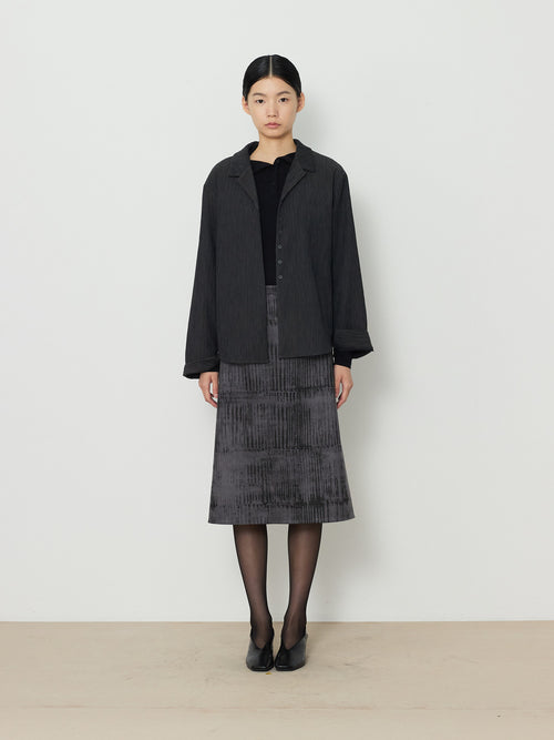 OPEN COLLAR PLEATS SHIRTS [CHARCOAL] 1