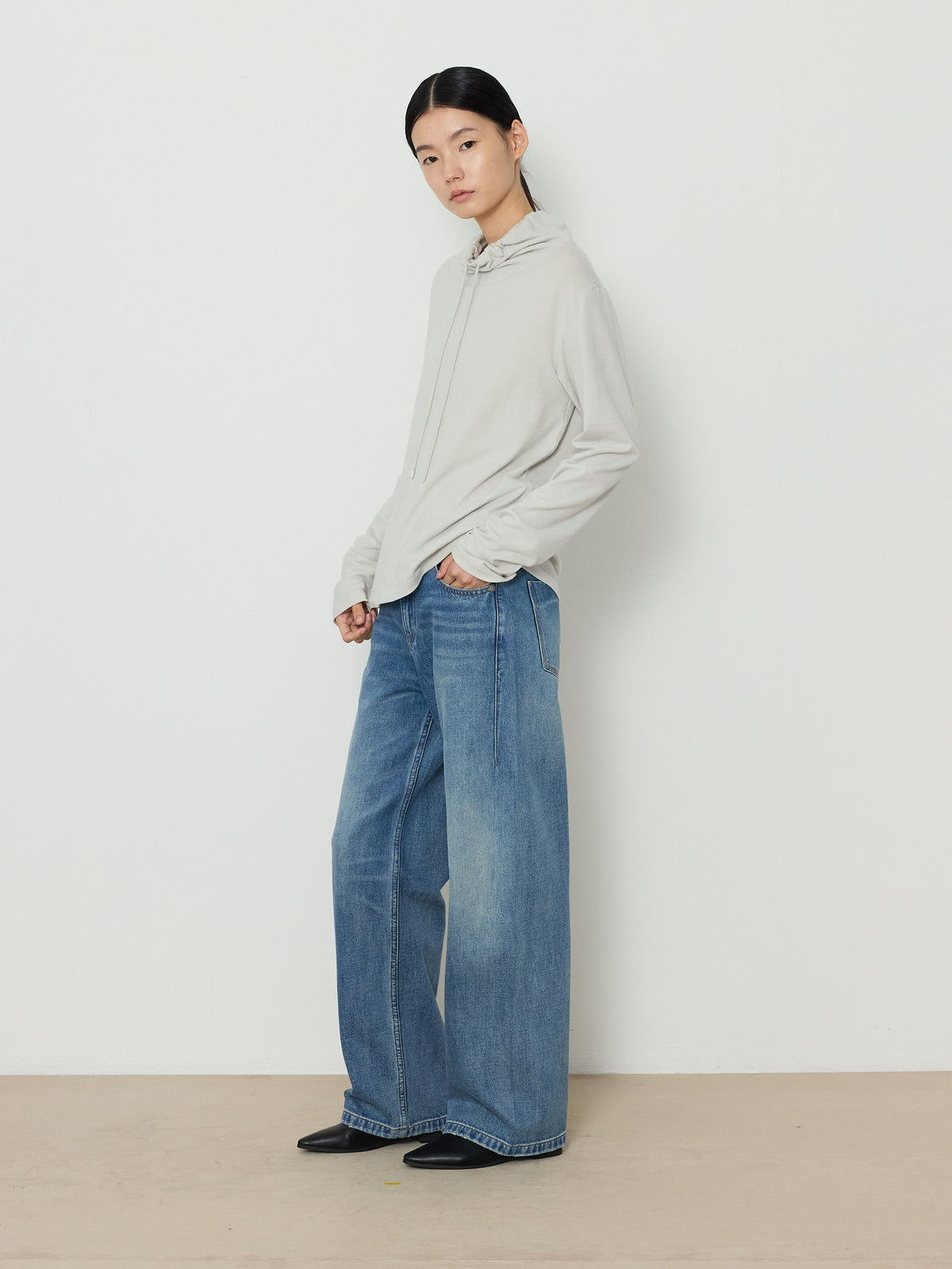 SALT WASHED STRAIGHT DENIM PANTS [MEDIUM BLUE] 13