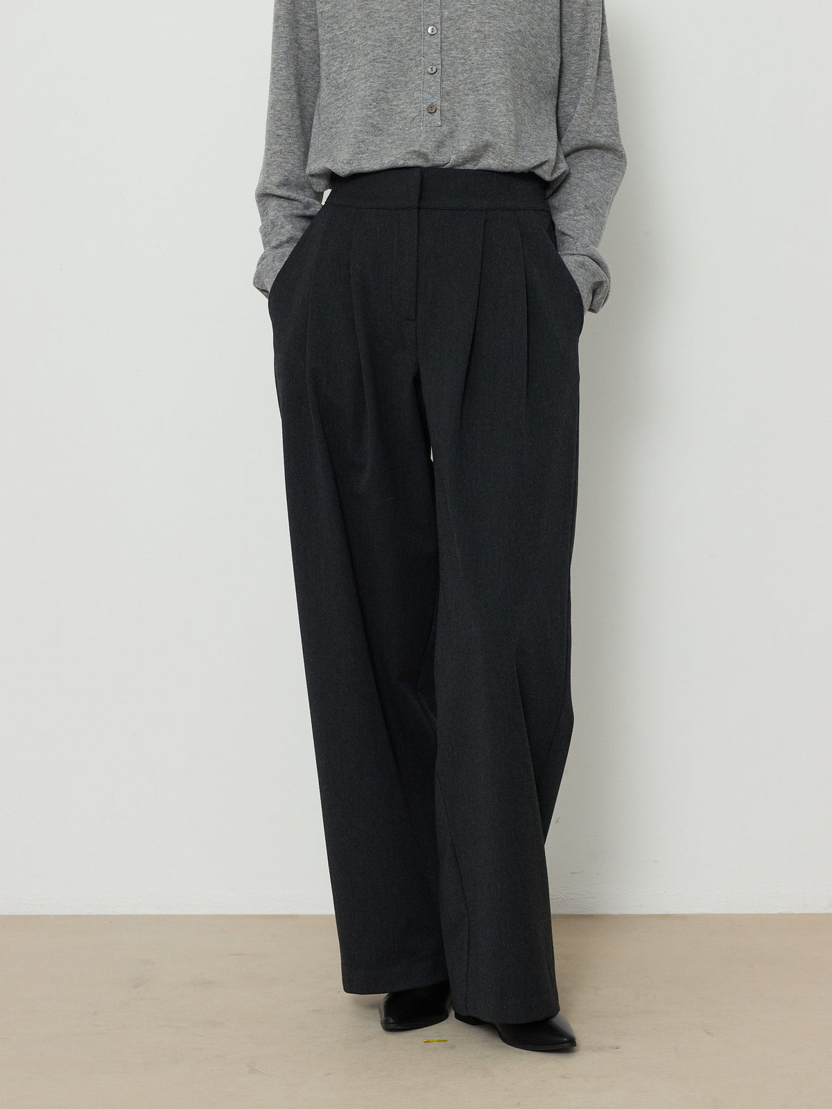 BANDING WIDE PANTS [CHARCOAL] 4