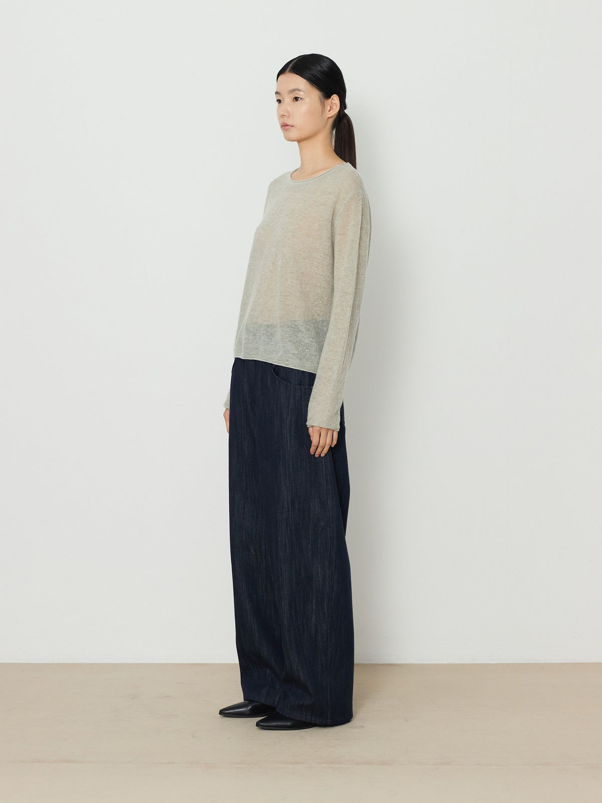 GAUZE ROUND KNIT [LIGHT KHAKI] 3