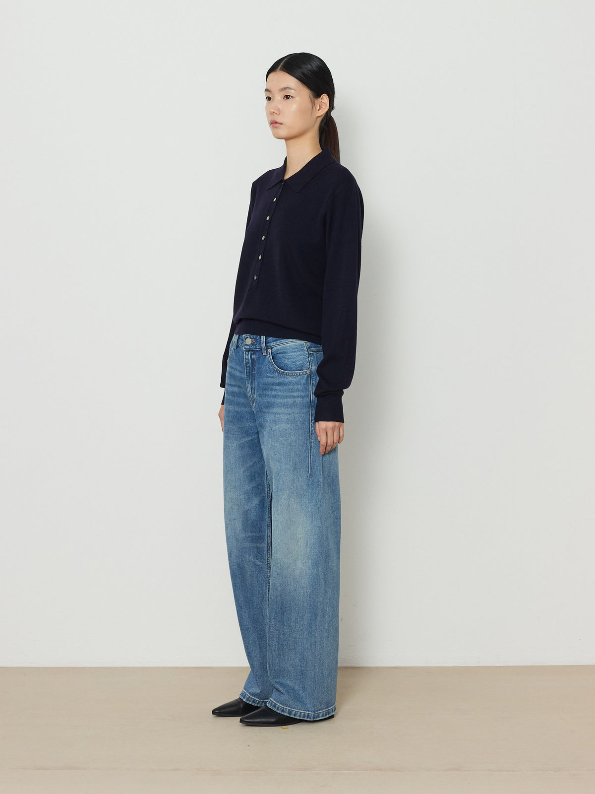 SOLID COLLAR KNIT [NAVY] 2