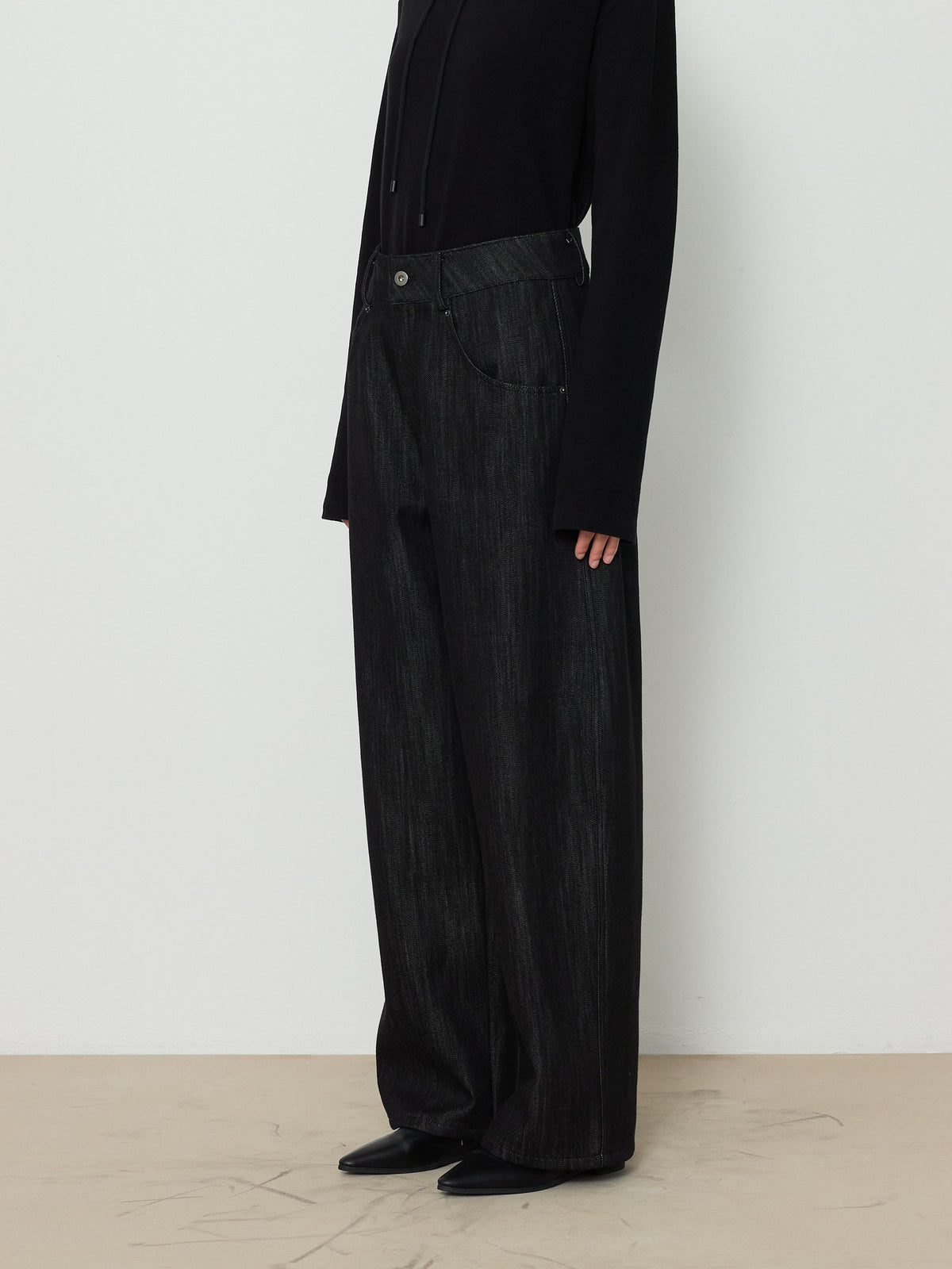 BARREL DENIM PANTS [BLACK] 5