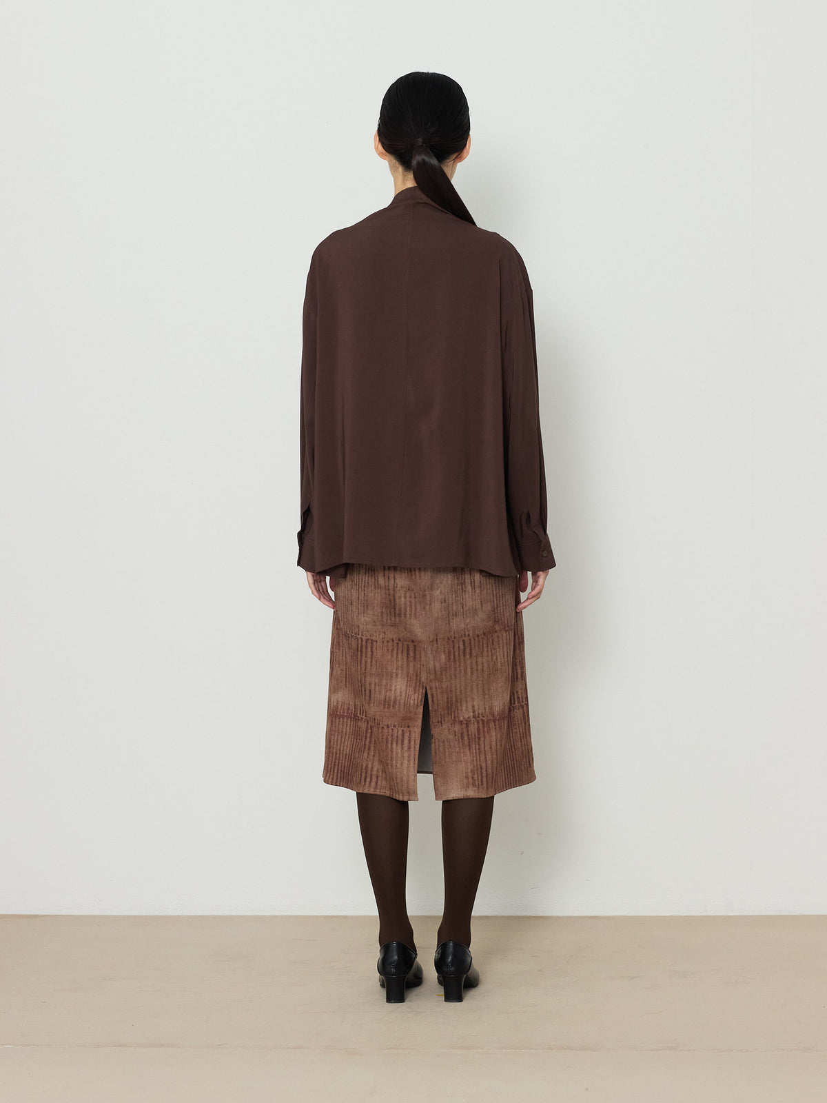 PRINTED SUEDE SKIRT [BEIGE] 3