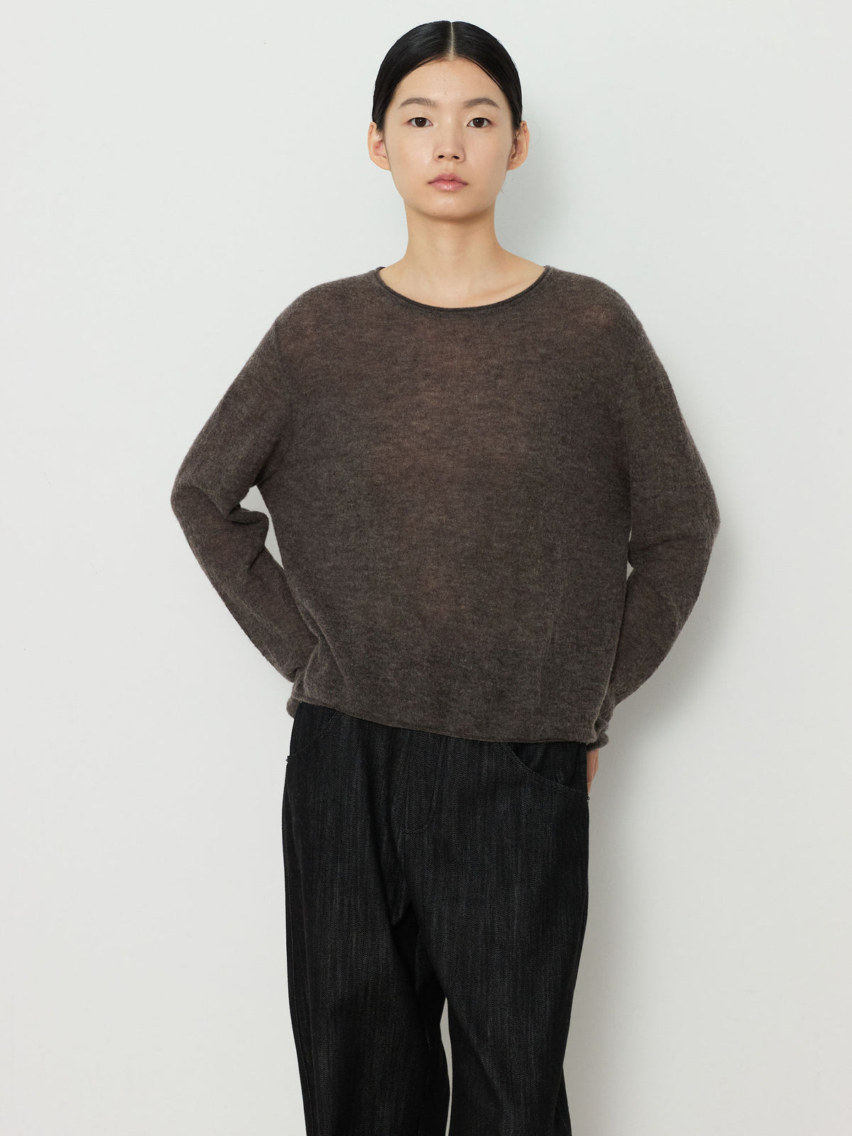 GAUZE ROUND KNIT [BROWN] 5