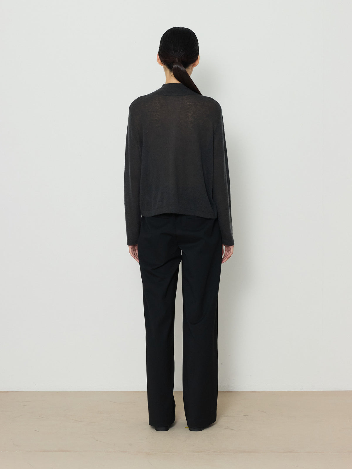 TWO-WAY ZIP-UP KNIT CARDIGAN [CHARCOAL] 3