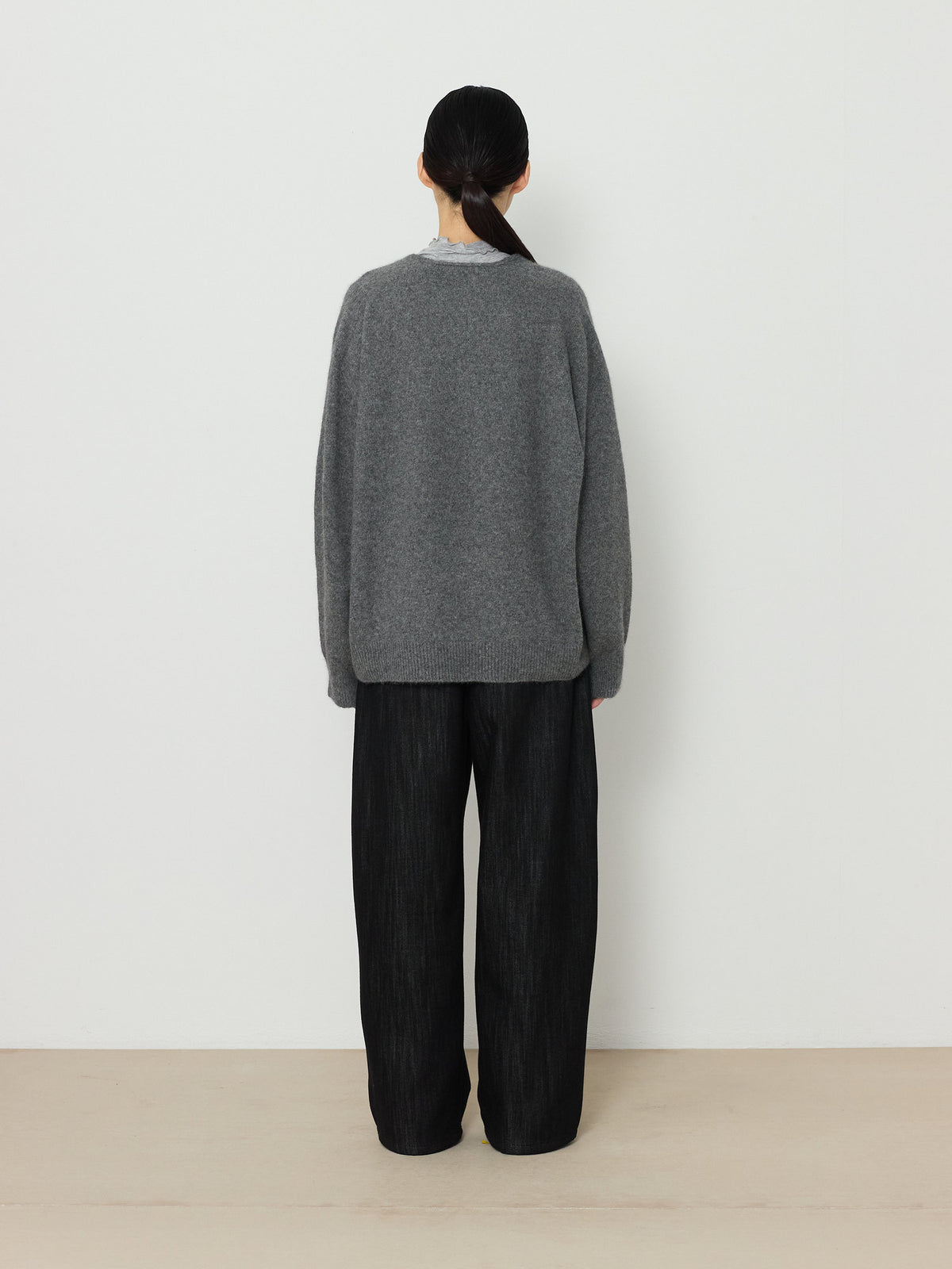 DEEP V-NECK BLEND KNIT [GRAY] 3