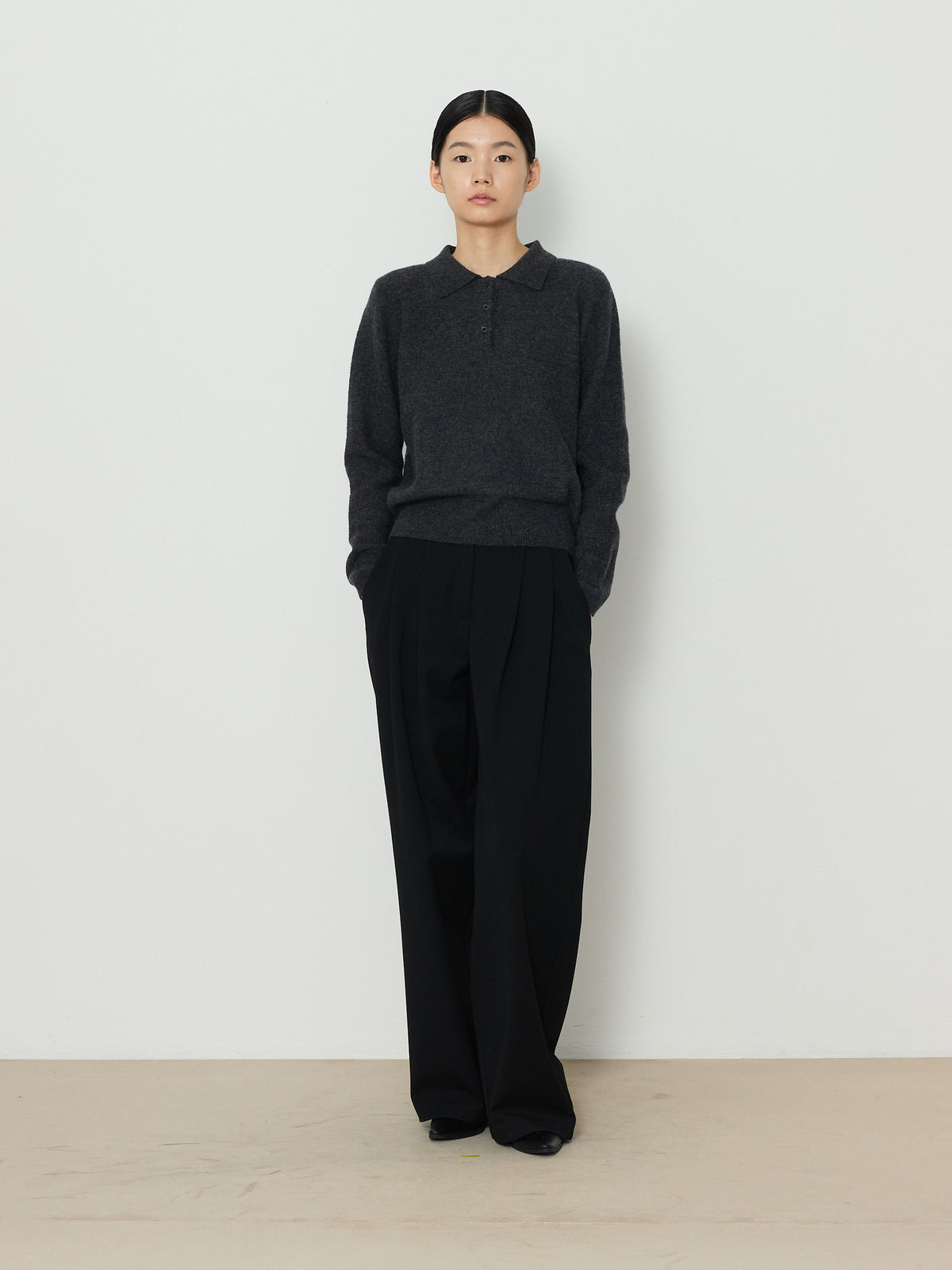 BANDING WIDE PANTS [BLACK] 18
